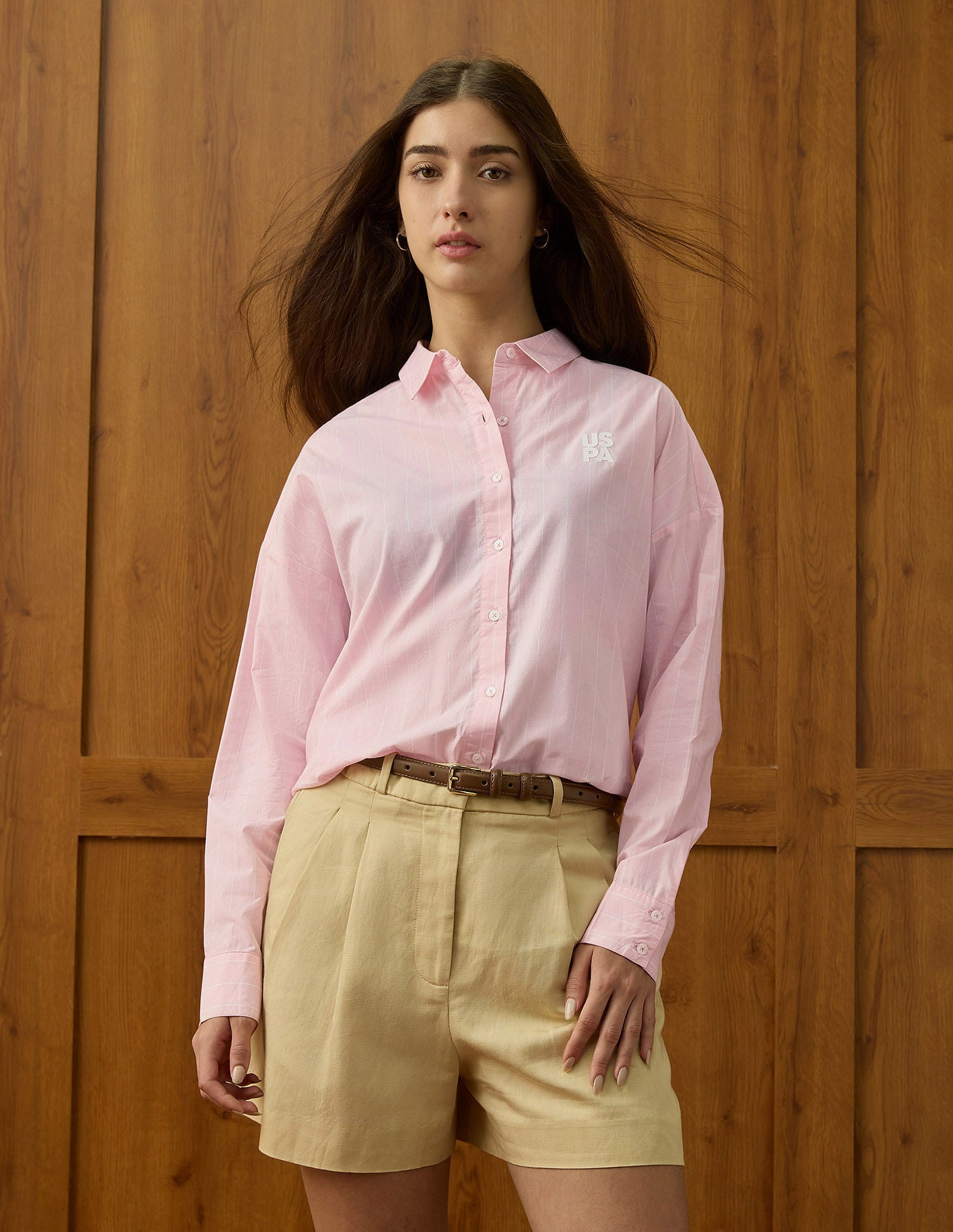 Vertical Striped Relaxed Fit Shirt Light Pink - U.S. POLO ASSN. | Large