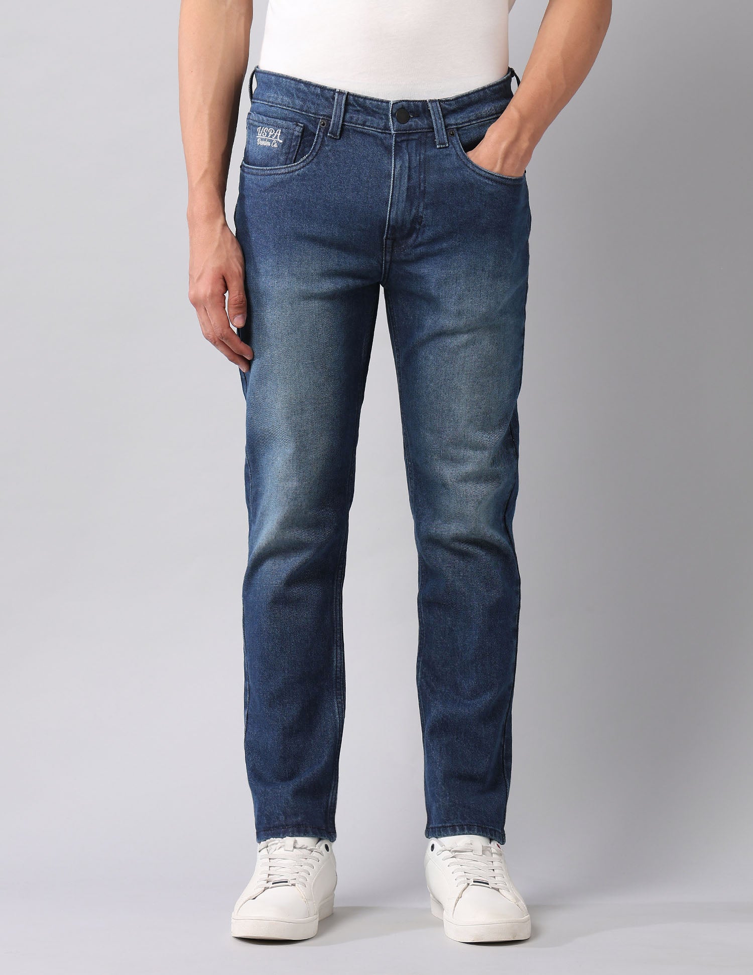Cole Comfort Cropped Fit Blue Jeans Dark Blue - U.S. Polo Assn. India | Large