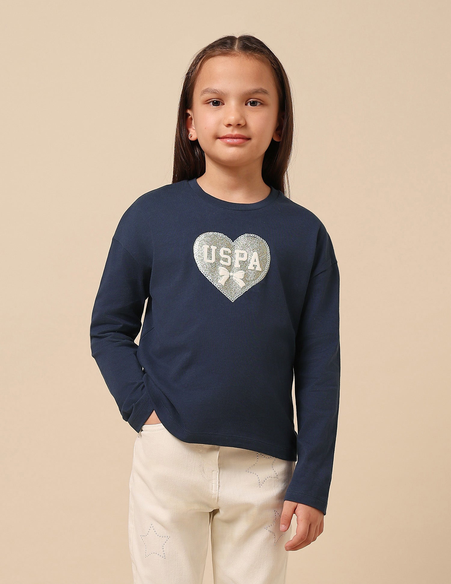 Girls Brand Printed Top Navy - U.S. POLO ASSN. | Large