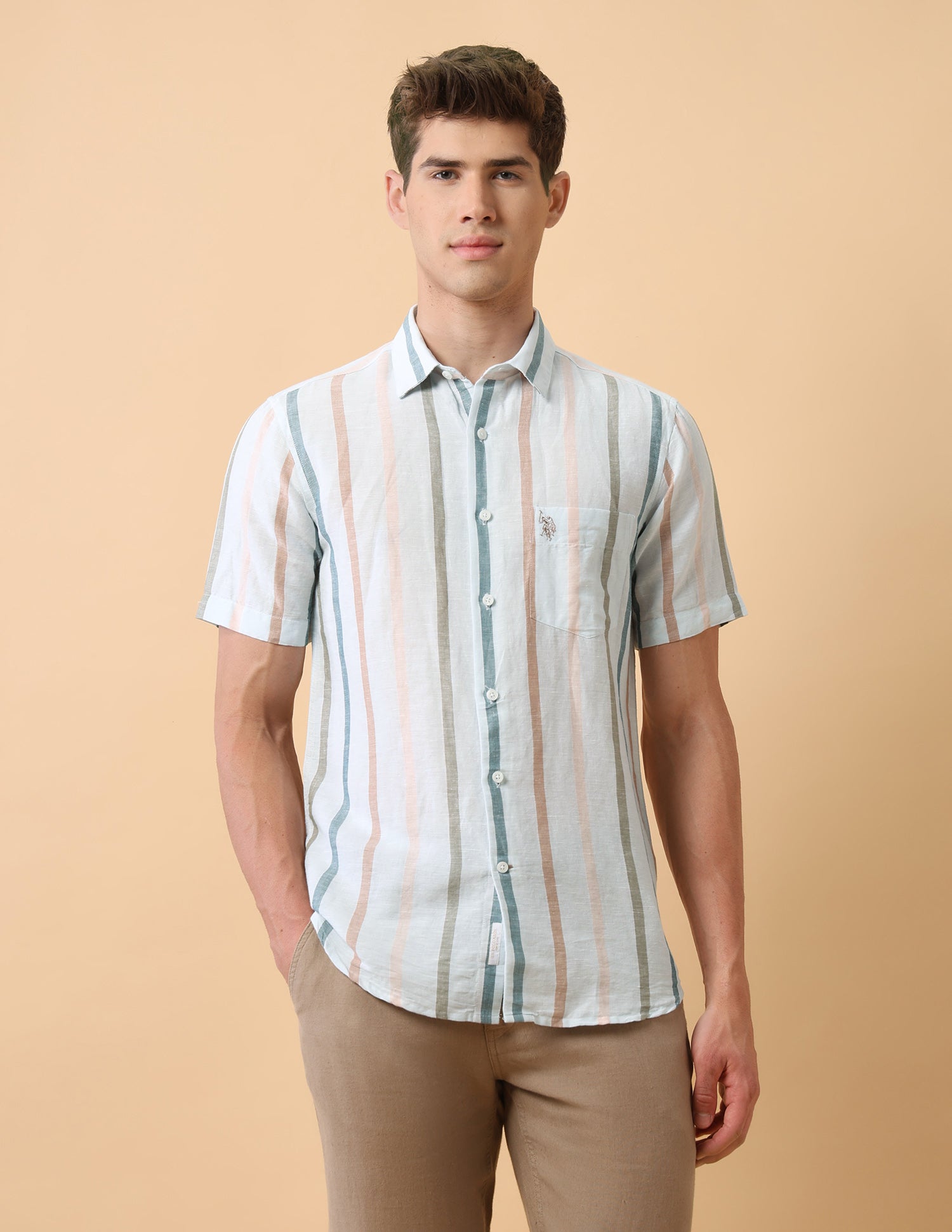 Pacho X Vertical Striped Regular Fit Shirt Blue - U.S. Polo Assn. India | Large