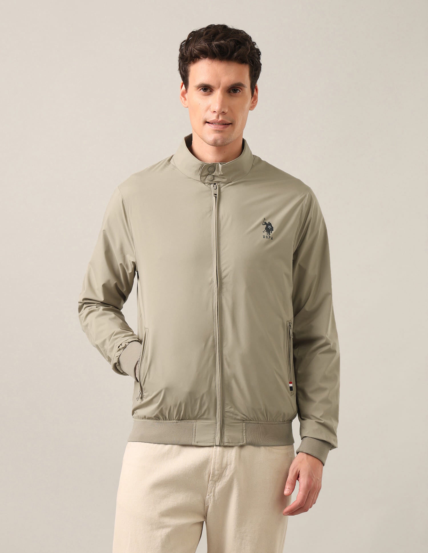 Packable Windcheater Jacket Khaki - U.S. Polo Assn. India | Large