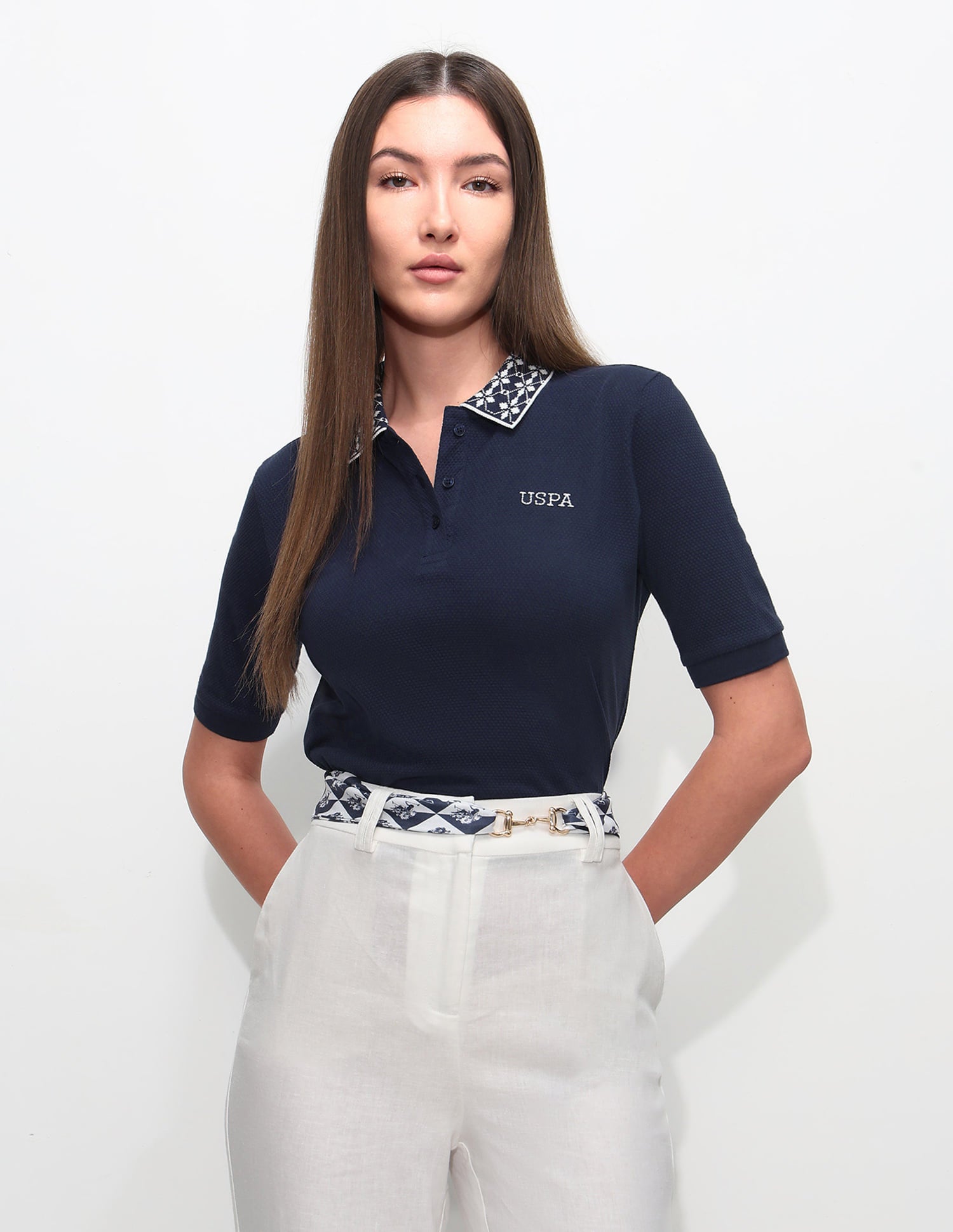 Regular Fit Textured Polo Shirt Navy - U.S. Polo Assn. India | Large