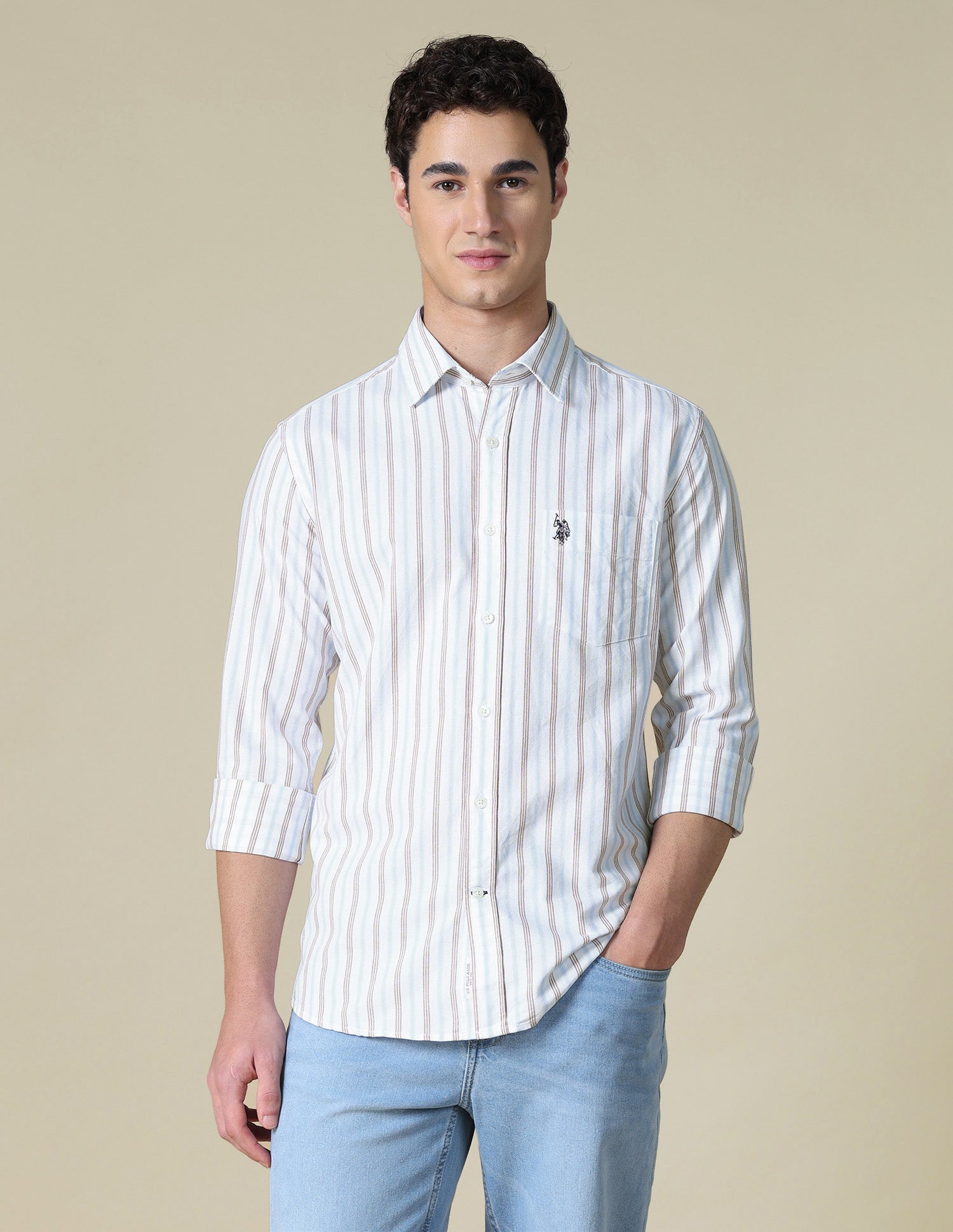Vertical Striped Oxford Shirt Red - U.S. Polo Assn. India | Large