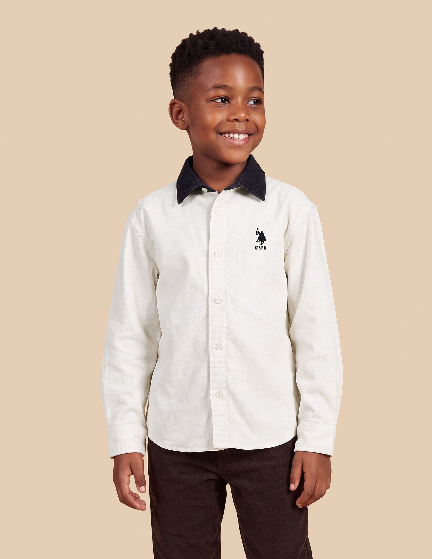 Corduroy Solid Shirt White - U.S. Polo Assn. India | Large