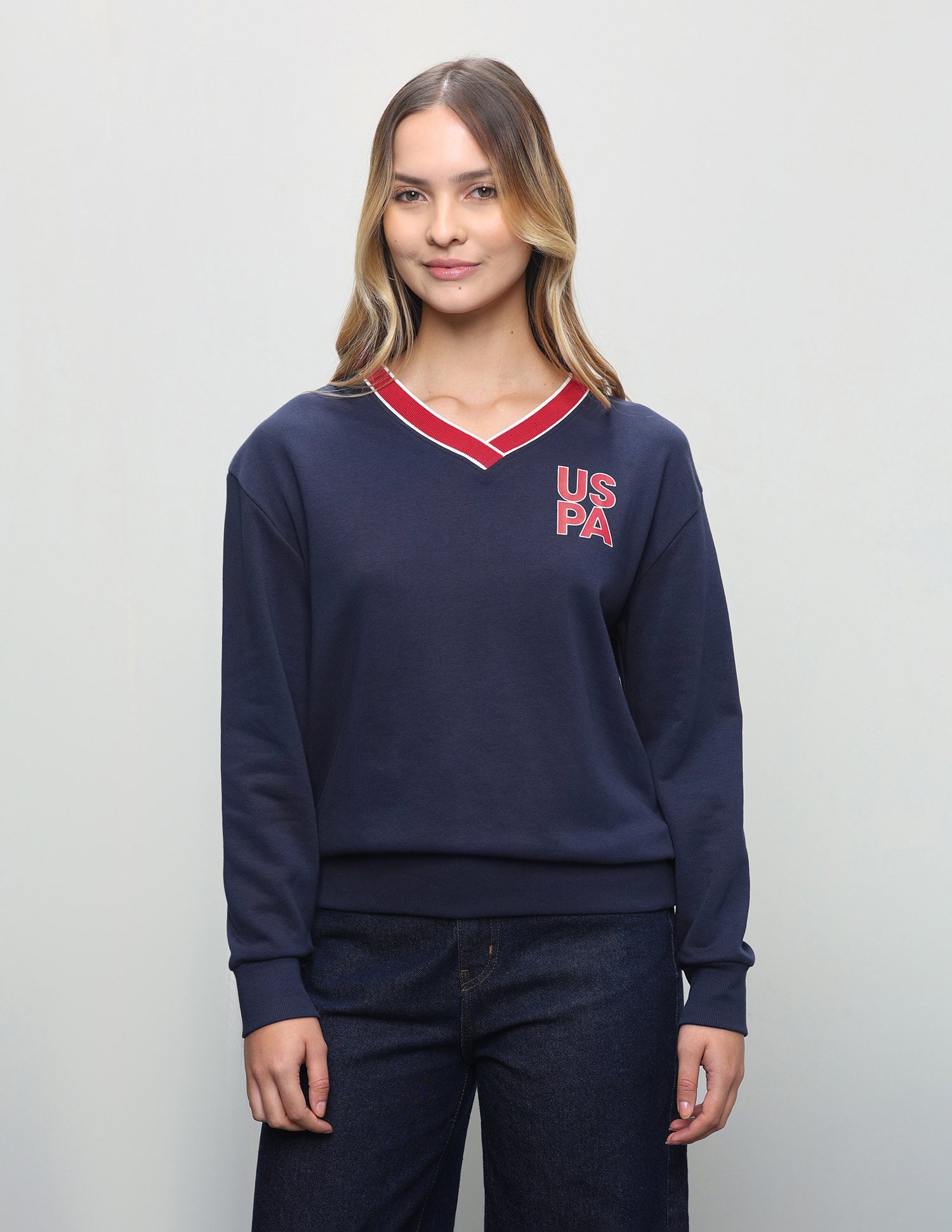 Solid Oversized Fit Sweatshirt Navy - U.S. Polo Assn. India | Large