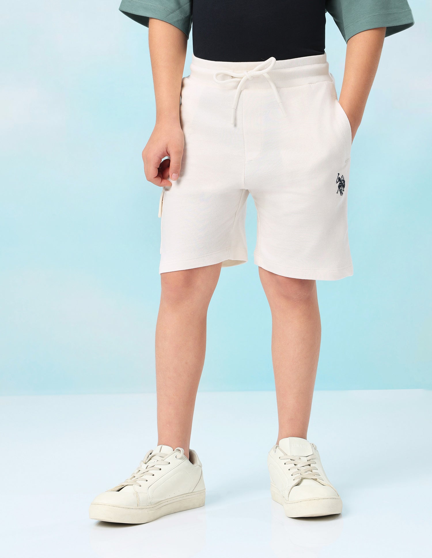 Mid Rise Solid Shorts Off White - U.S. Polo Assn. India | Large