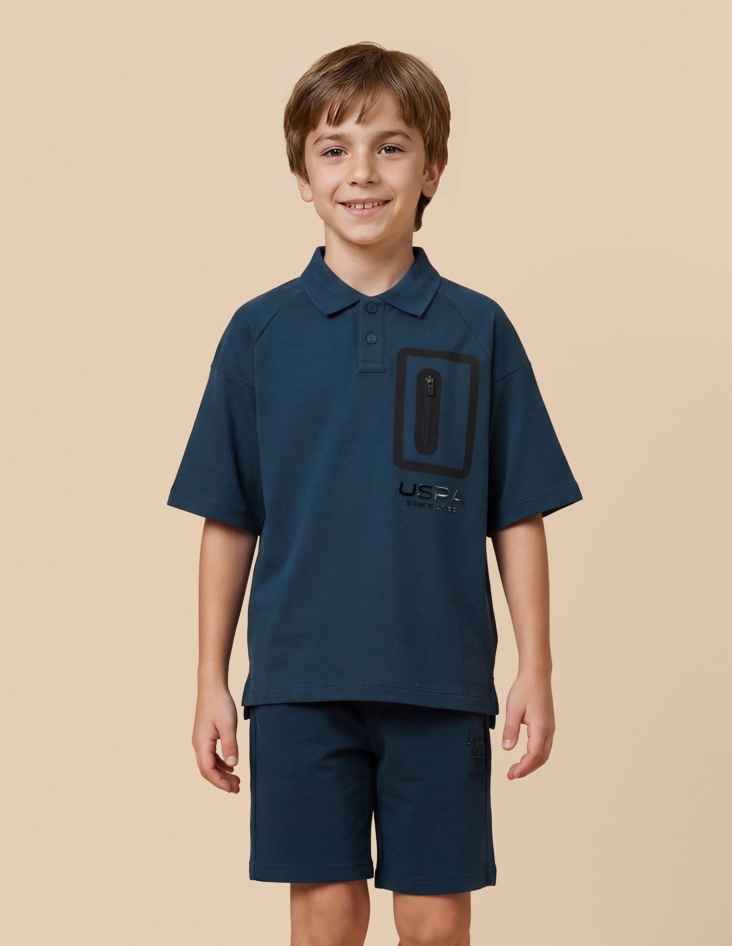 Solid Oversized Fit Polo Shirt Dark Blue - U.S. Polo Assn. India | Large