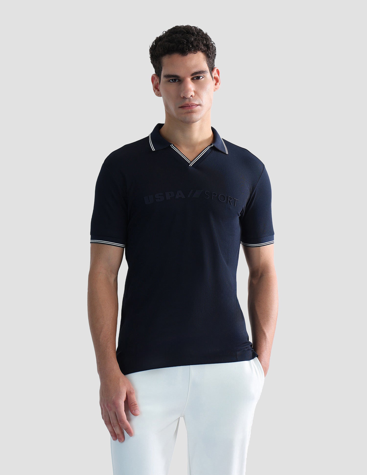 Brand Embossed Regular Fit Active Polo Shirt Navy - U.S. POLO ASSN. | Large