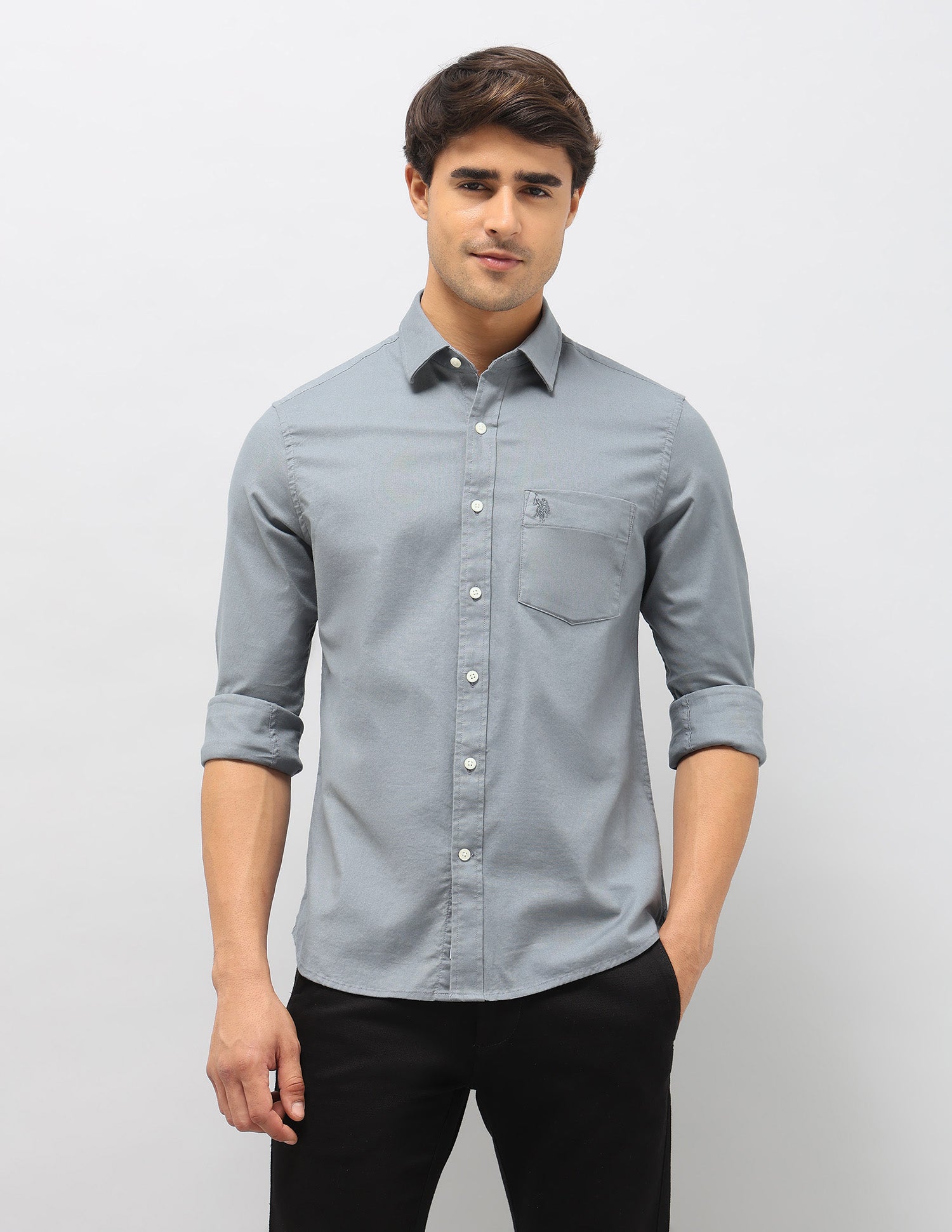 Tailored Fit Oxford Shirt Grey - U.S. Polo Assn. India | Large