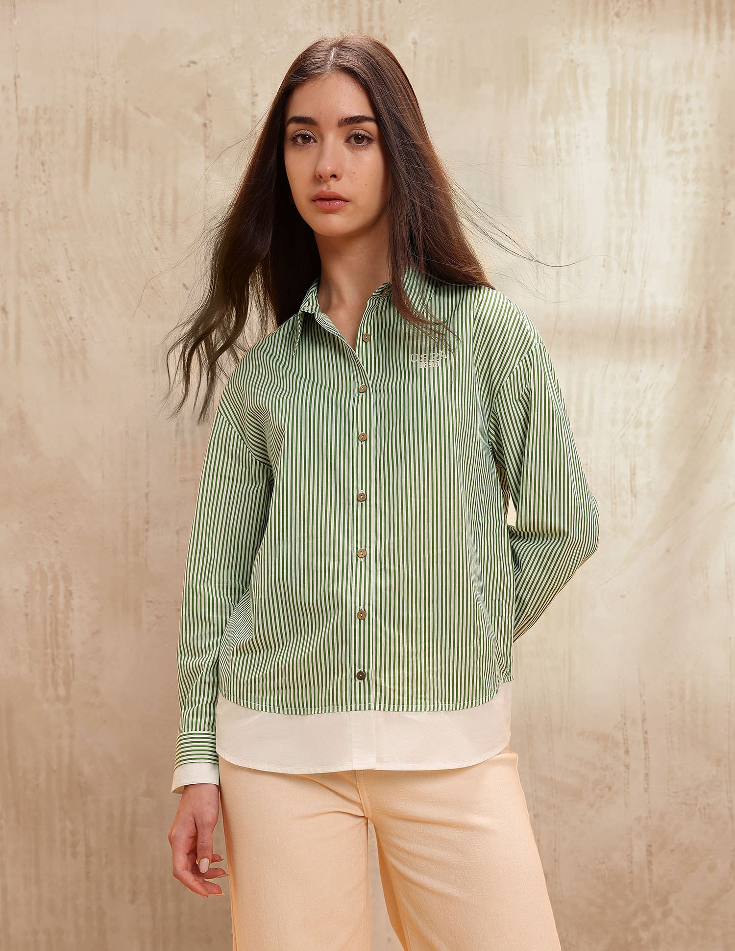 Vertical Striped Regular Fit Shirt Light Green - U.S. POLO ASSN. | Large