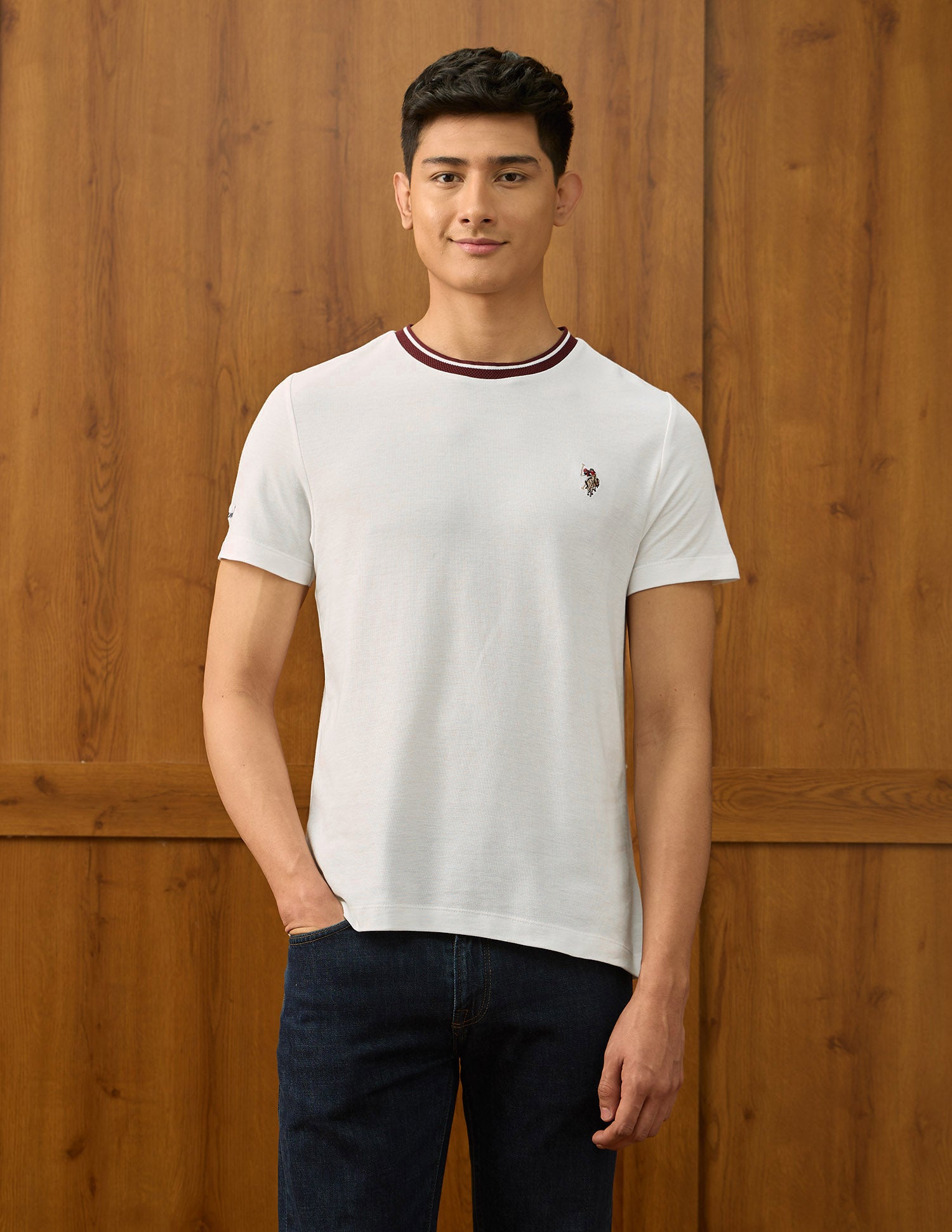 Pure Cotton Varsity T Shirt Ivory - U.S. POLO ASSN. | Large