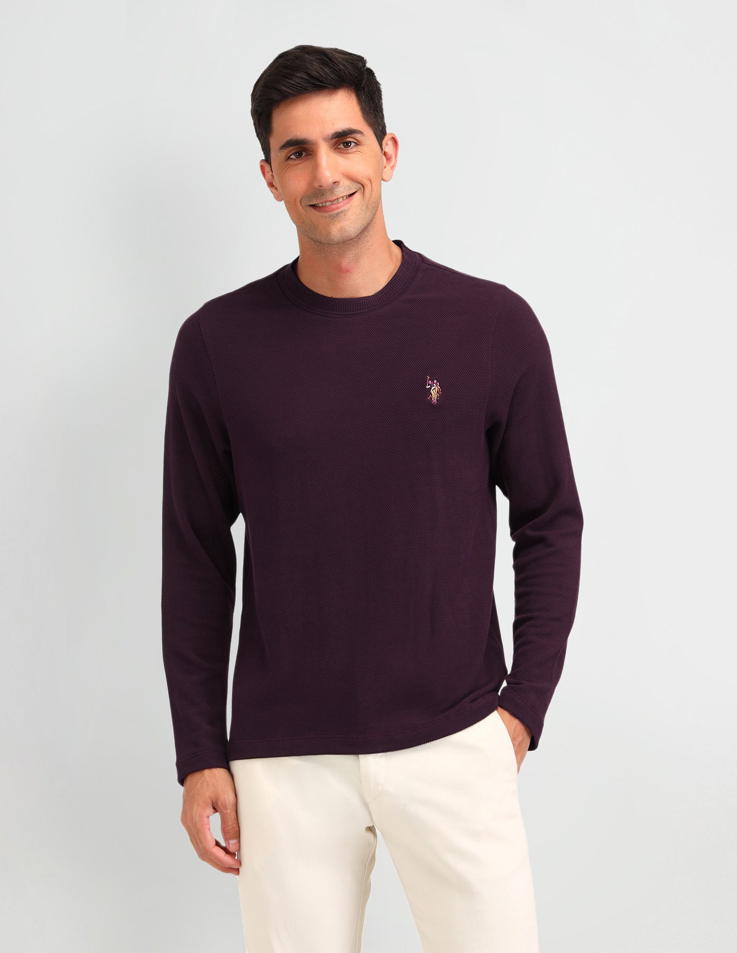 Solid Muscle Fit T-Shirt Ecru - U.S. Polo Assn. India | Large