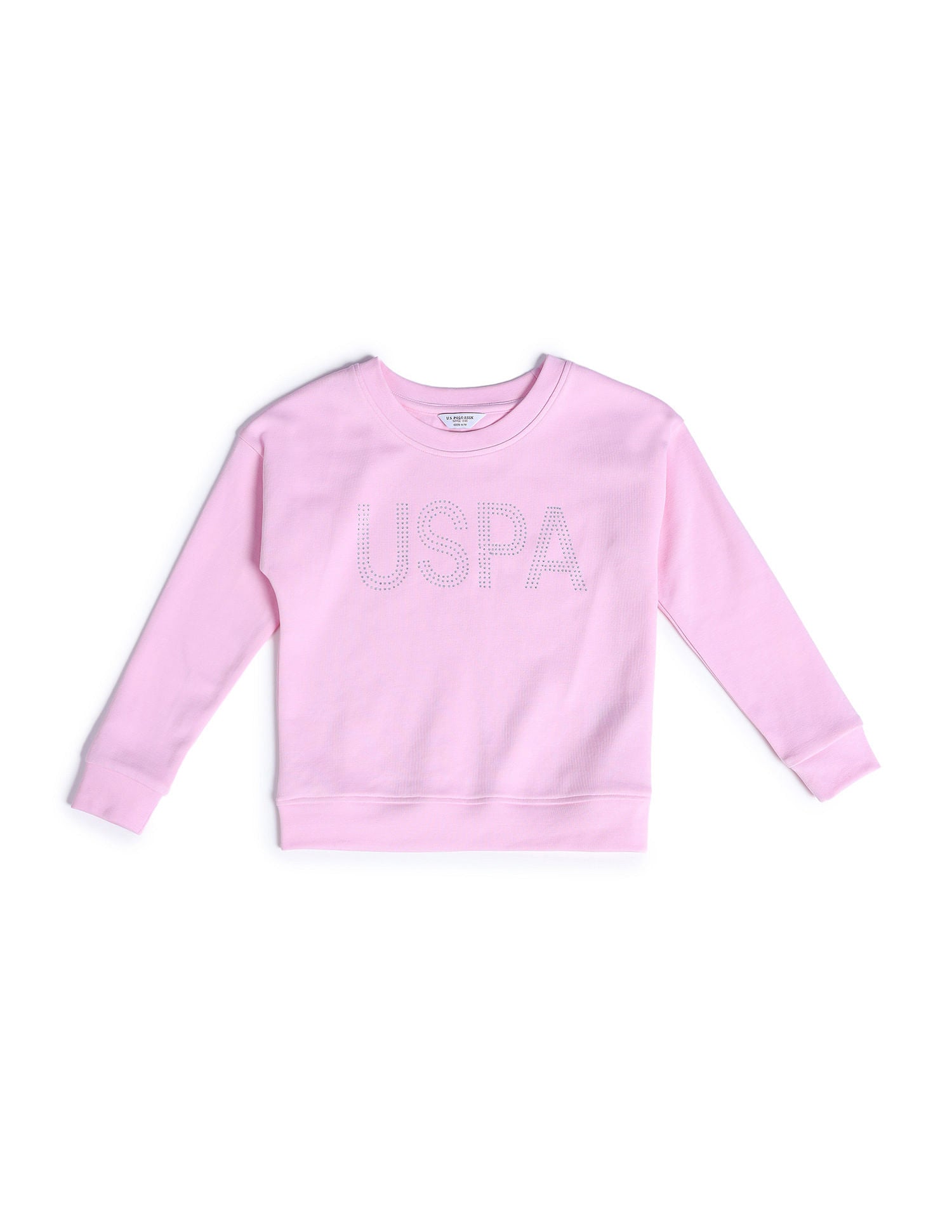 Girls Brand Print Sweatshirt Light Pink - U.S. POLO ASSN. | Large
