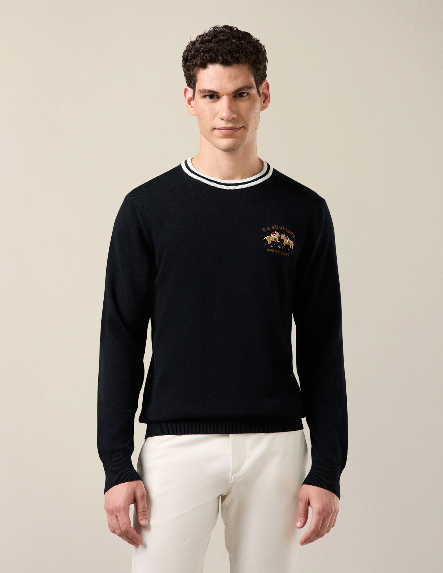 Solid Slim Fit Sweater Navy - U.S. Polo Assn. India | Large