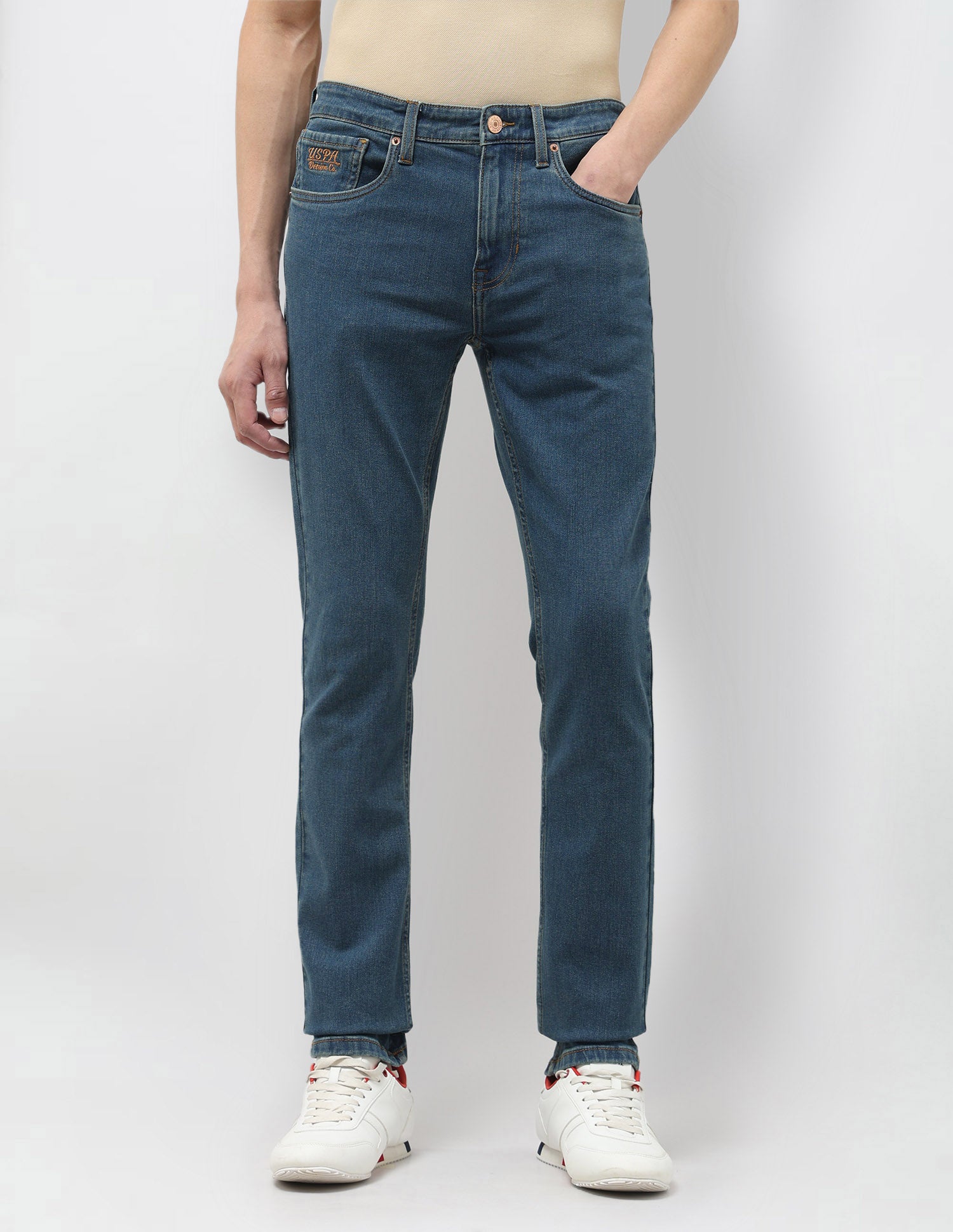 Regallo Skinny Fit Blue Jeans Mid wash - U.S. Polo Assn. India | Large