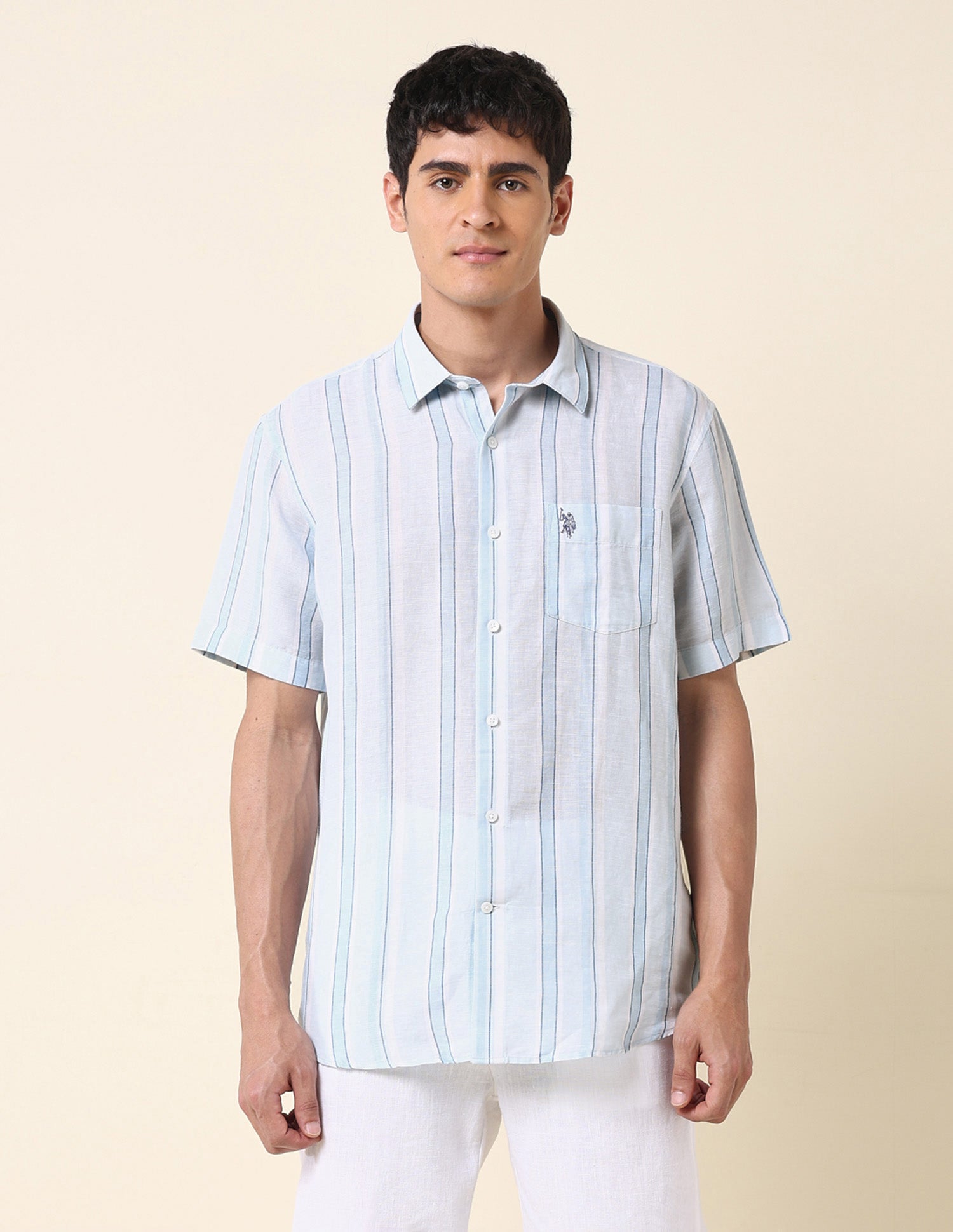 Tailored Fit Vertical Striped Shirt Blue - U.S. Polo Assn. India | Large