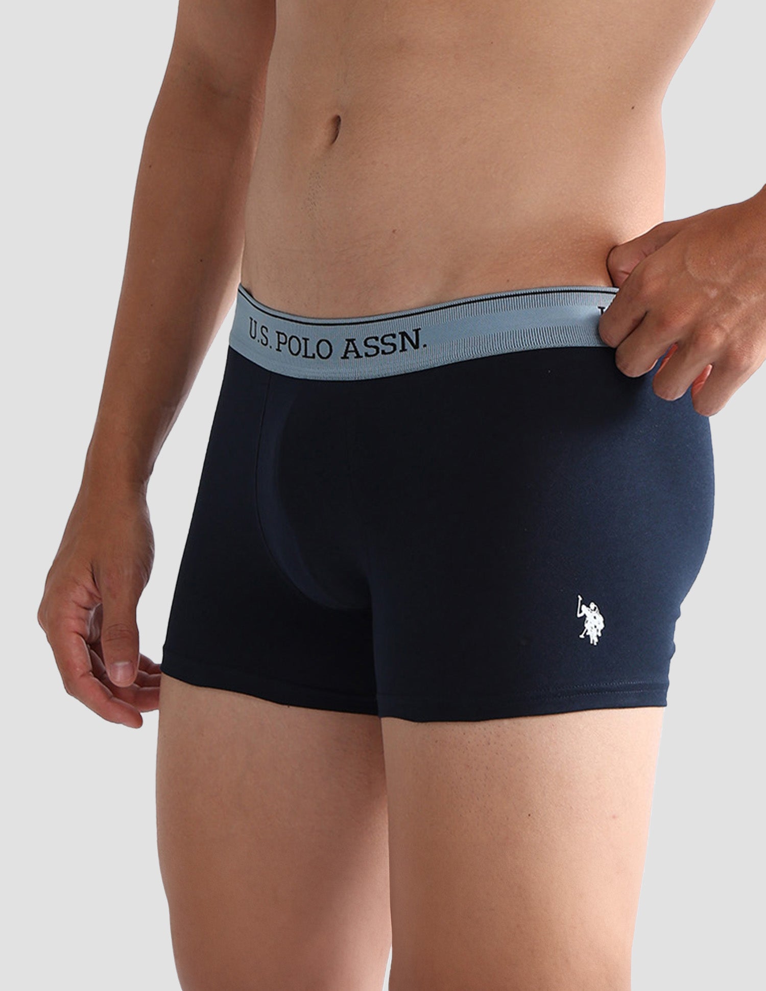 Mid Rise Solid OET15 Trunks - Pack Of 3 Black, Oatmeal and Navy - U.S. POLO ASSN. | Large