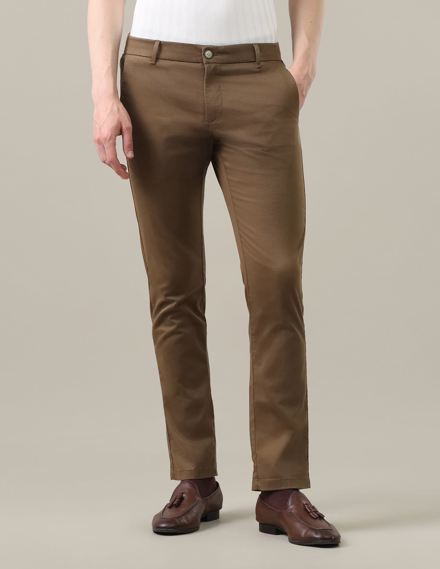 Twill Denver Slim Fit Trousers Brown - U.S. Polo Assn. India | Large