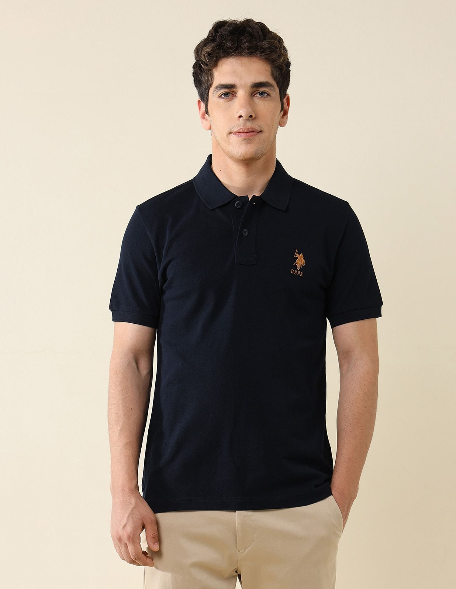 Pure Cotton Slim Fit Polo Shirt Navy - U.S. Polo Assn. India | Large