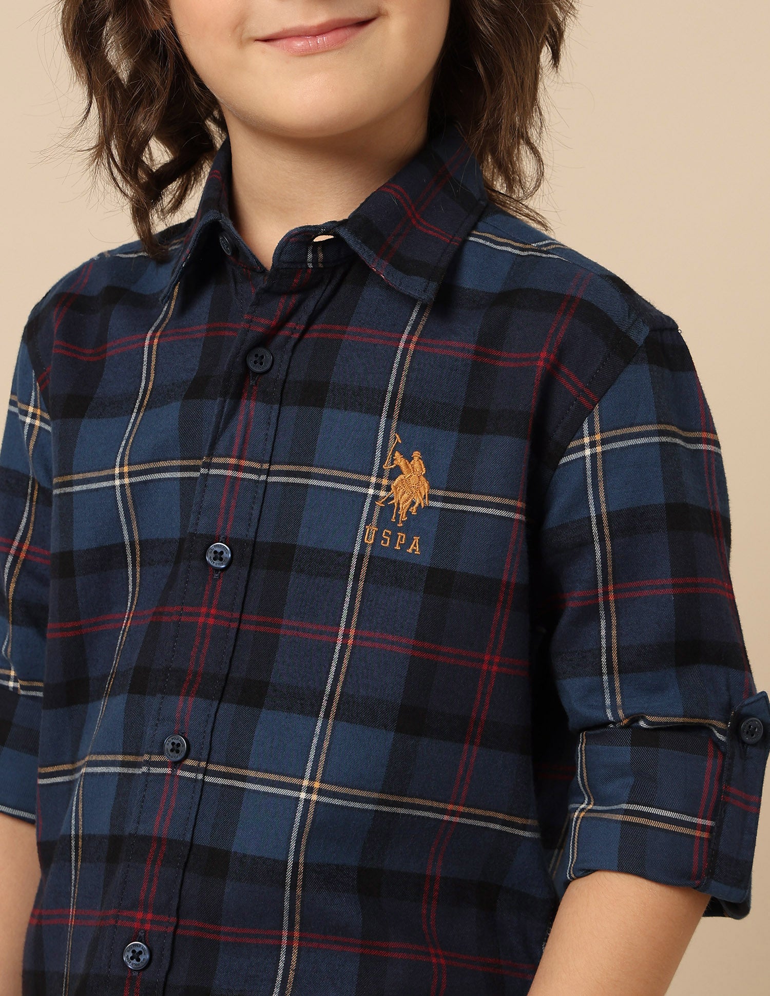 Boys All Over Printed Pure Cotton Shirt Navy - U.S. POLO ASSN. | Large