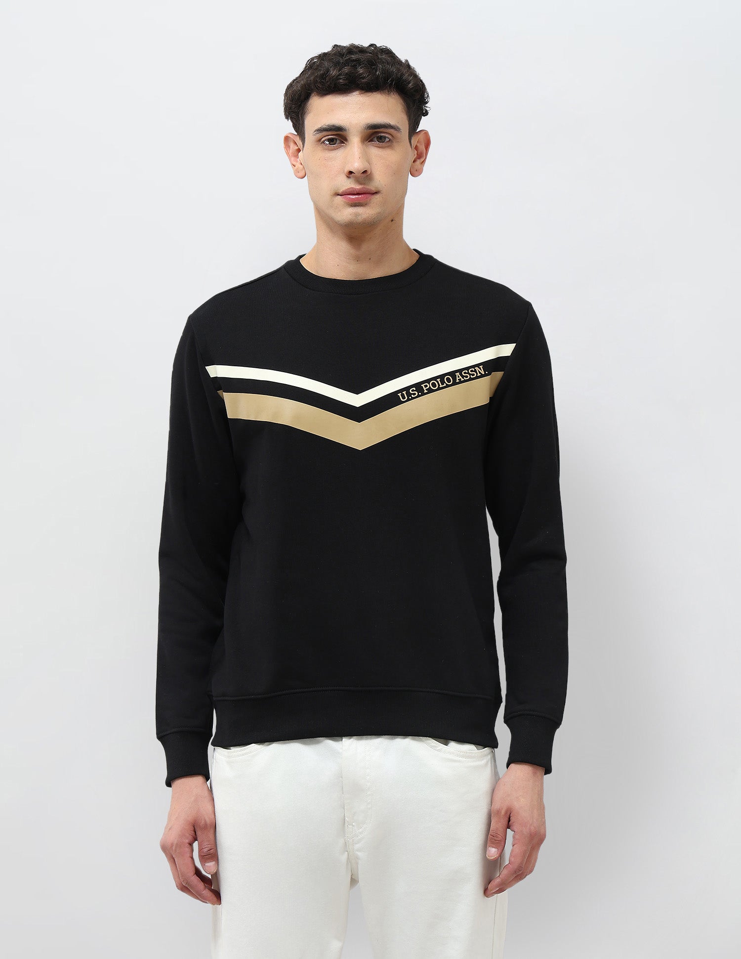 Chevron Printed Regular Fit Sweatshirt Black - U.S. POLO ASSN. | Large