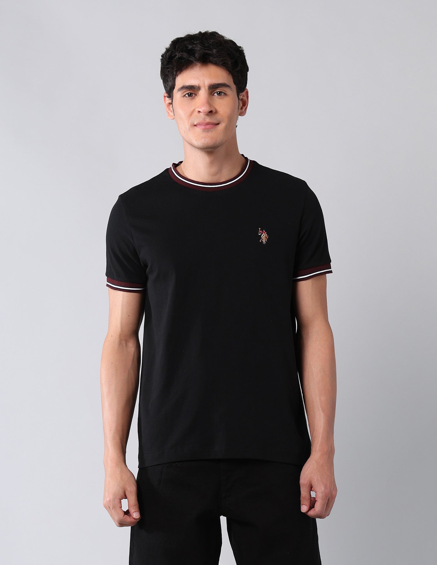 Muscle Fit Pure Cotton Colligiate T-Shirt Black - U.S. Polo Assn. India | Large