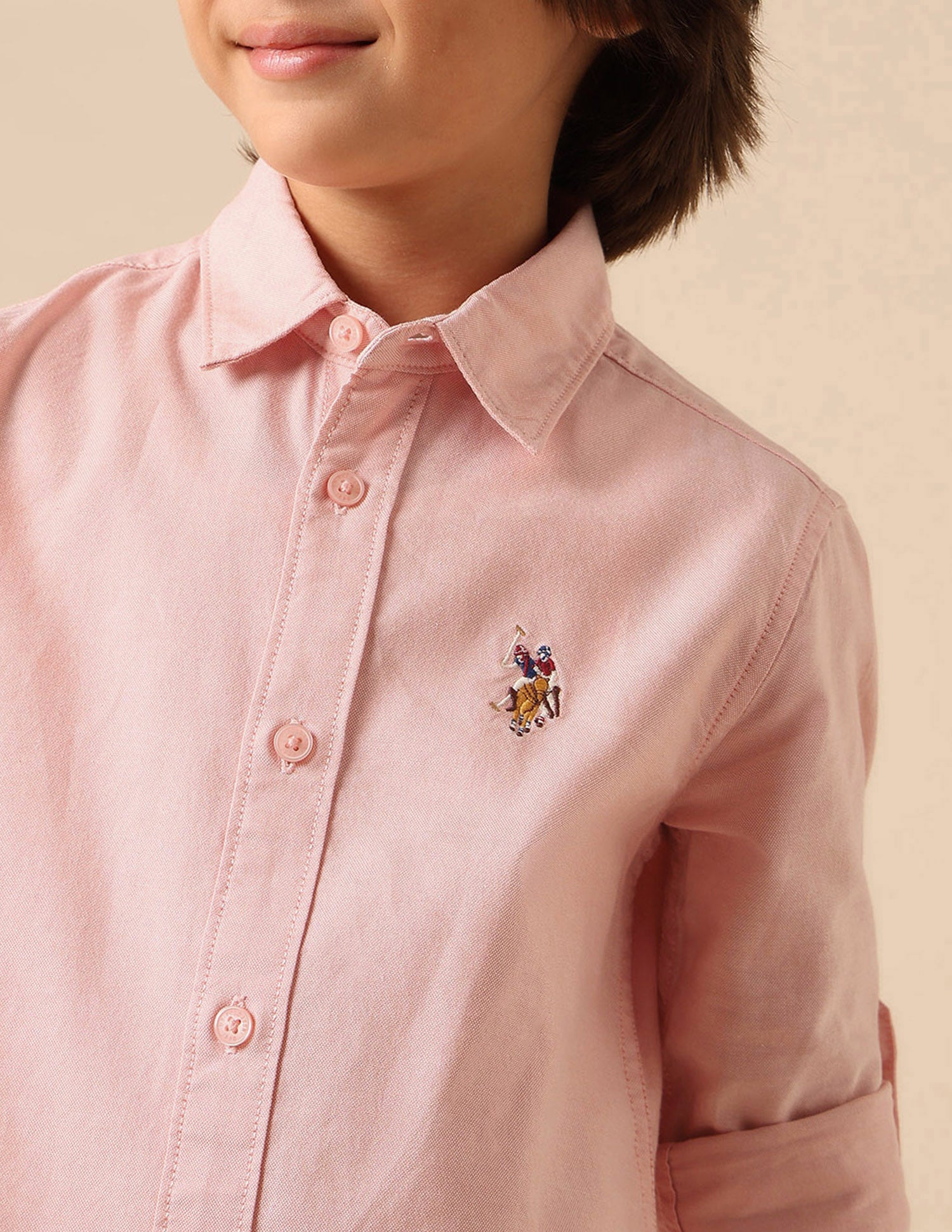 Boys Solid Oxford Shirt Pink - U.S. POLO ASSN. | Large