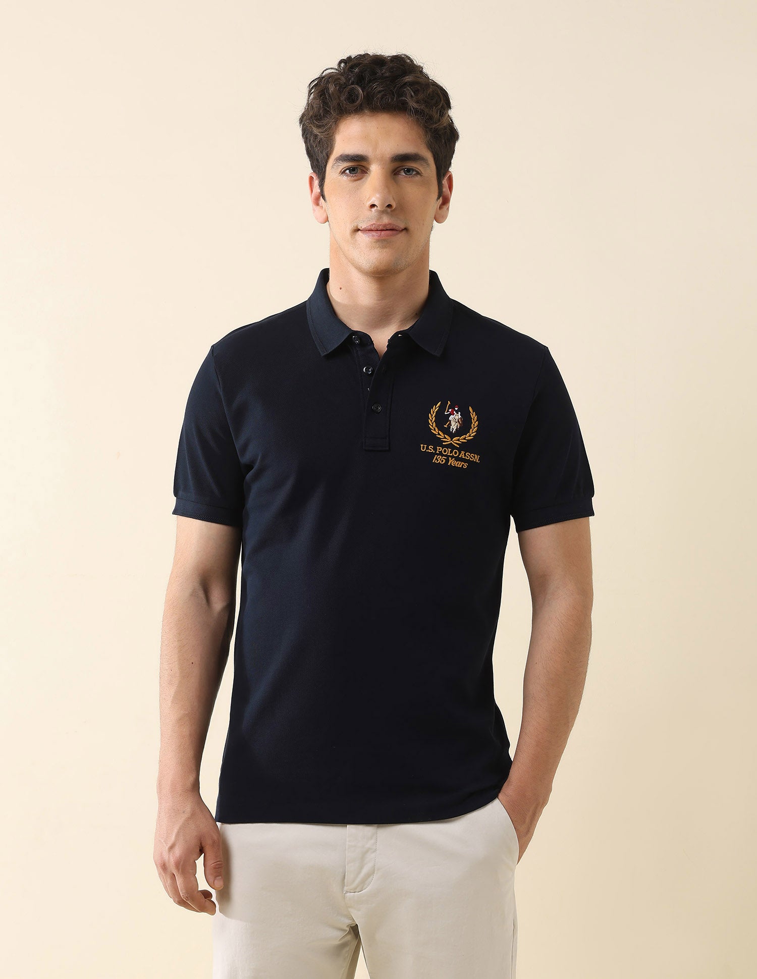 Pure Cotton 135Th Anniversary Polo Shirt Navy - U.S. POLO ASSN. | Large