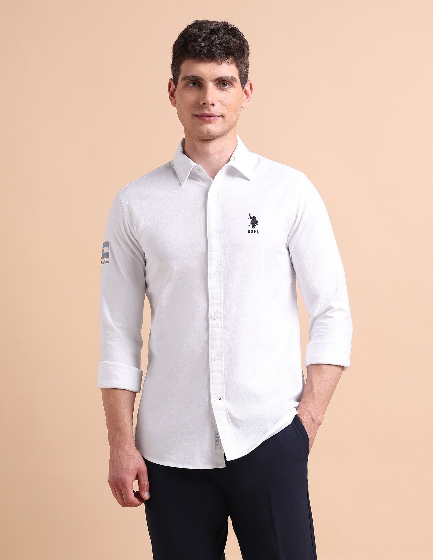 Pure Cotton Tailored Fit Oxford Shirt White - U.S. POLO ASSN. | Large