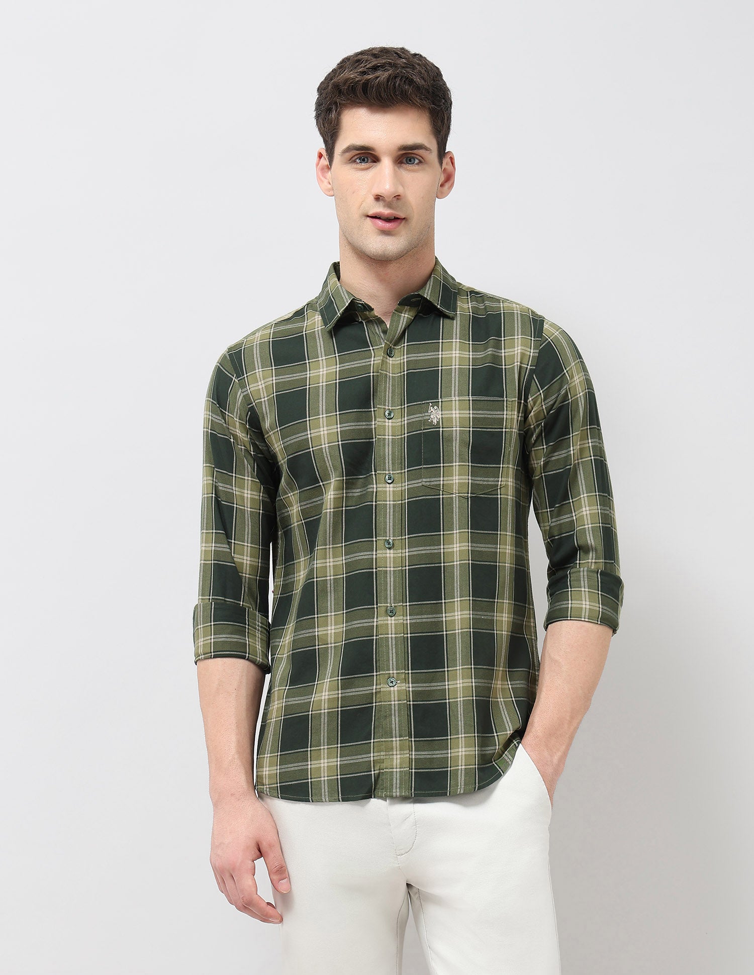 Twill Tailored Fit Shirt Olive - U.S. POLO ASSN. | Large