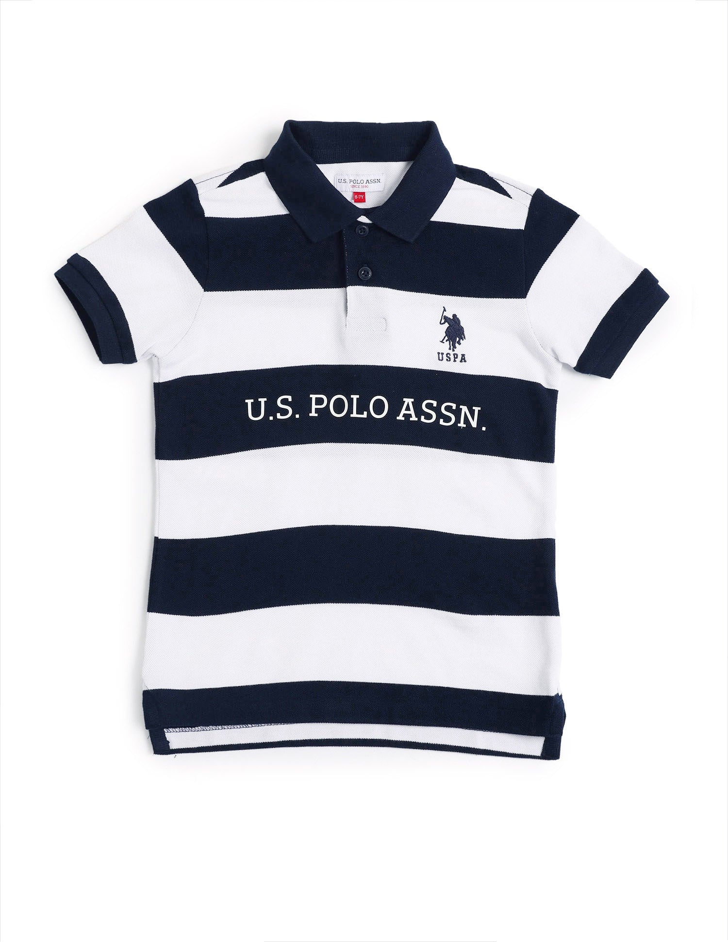 Boys Horizontal Striped Regular Fit Polo Shirt Navy - U.S. POLO ASSN. | Large