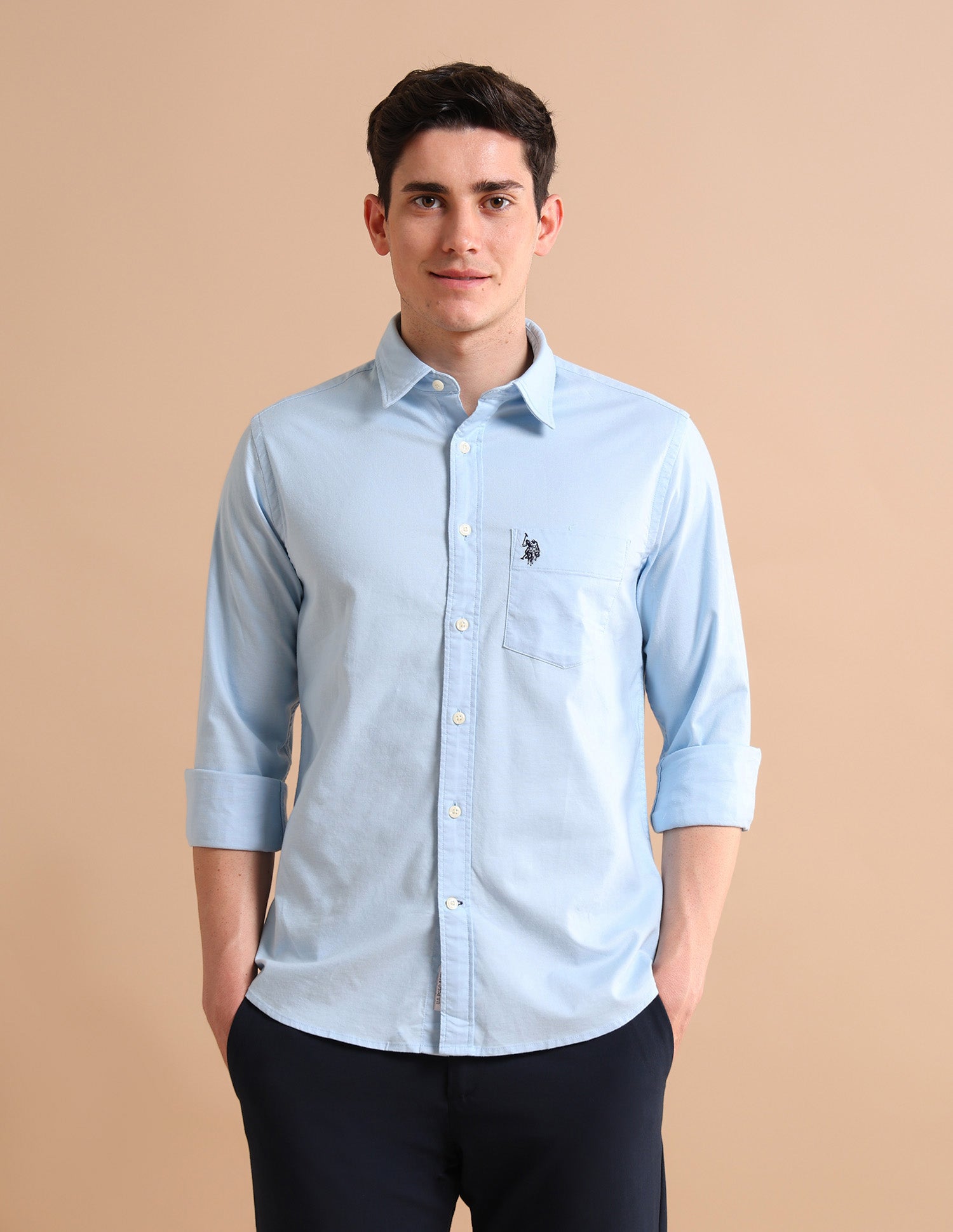 Stretchy Twill Shirt Light Blue - U.S. POLO ASSN. | Large
