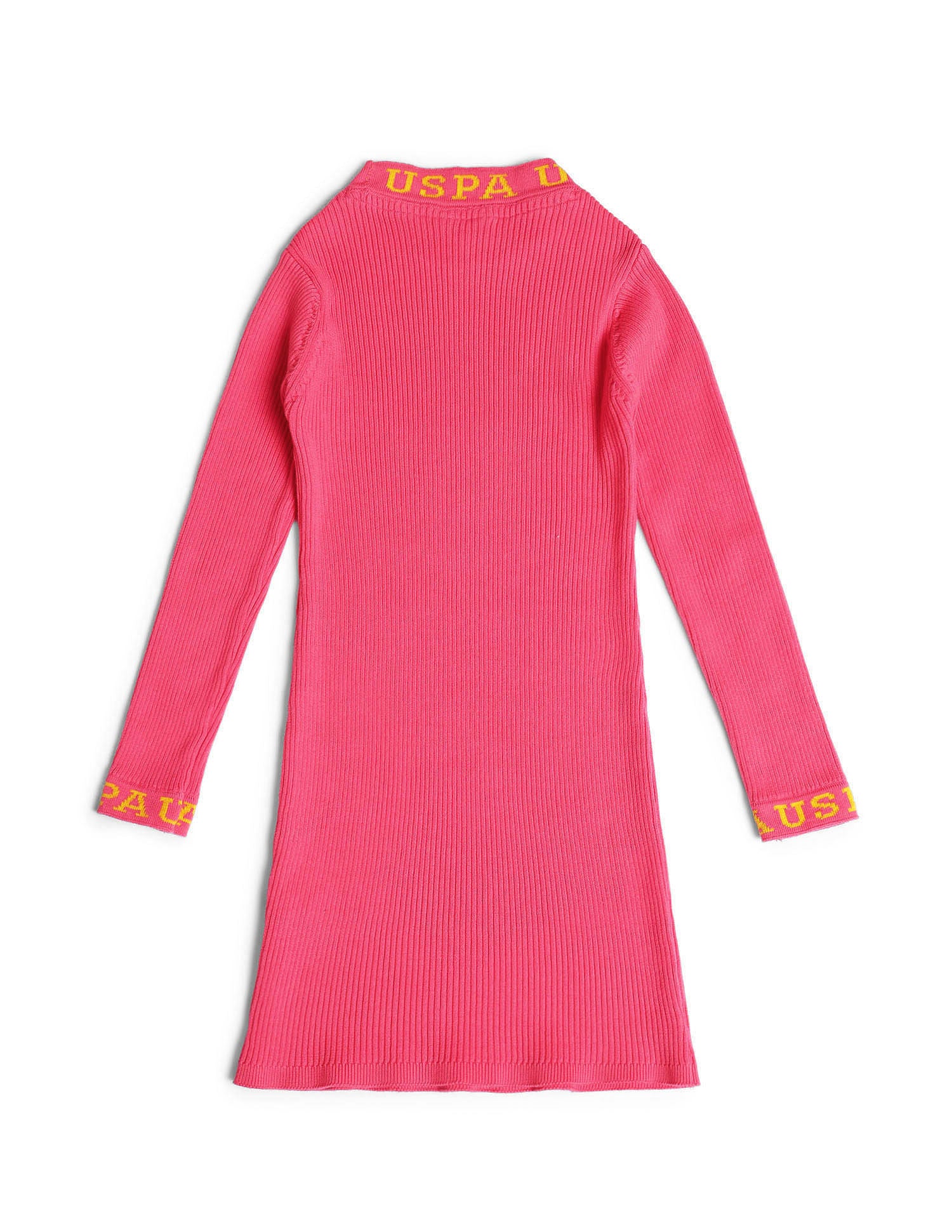 Girls Brand Taped Ribbed Dress Rogue Pink - U.S. POLO ASSN. | Large