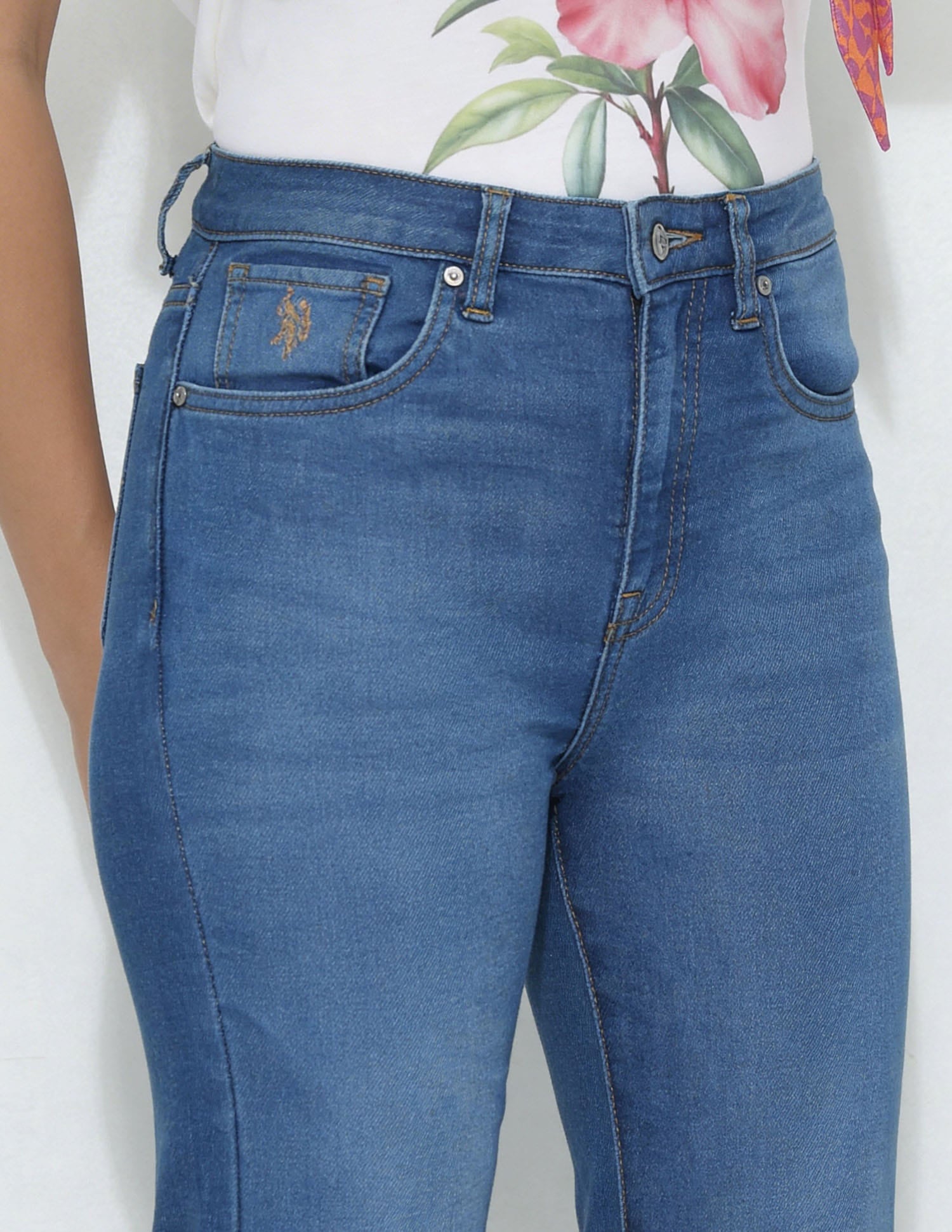 High Rise Flared Fit Jeans Blue - U.S. Polo Assn. India | Large