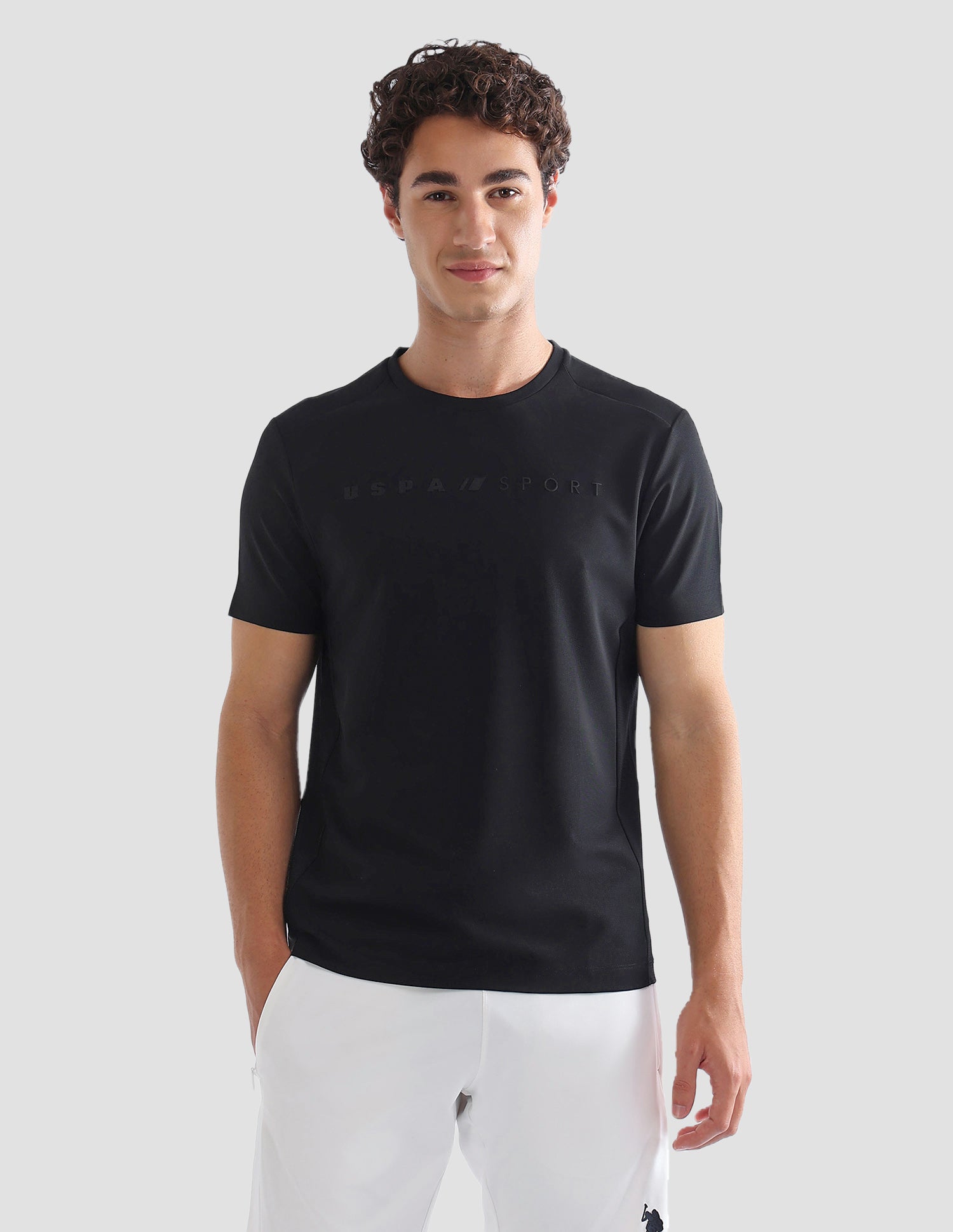 Solid Slim Fit Active T-Shirt Black - U.S. Polo Assn. India | Large