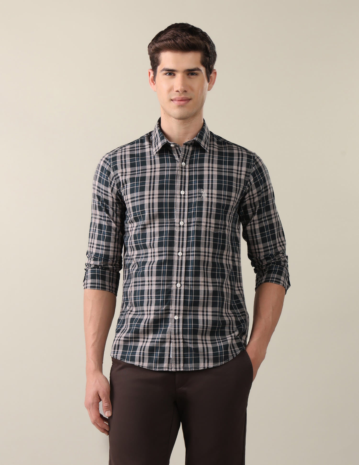 Twill Plaid Checked Shirt Green - U.S. Polo Assn. India | Large