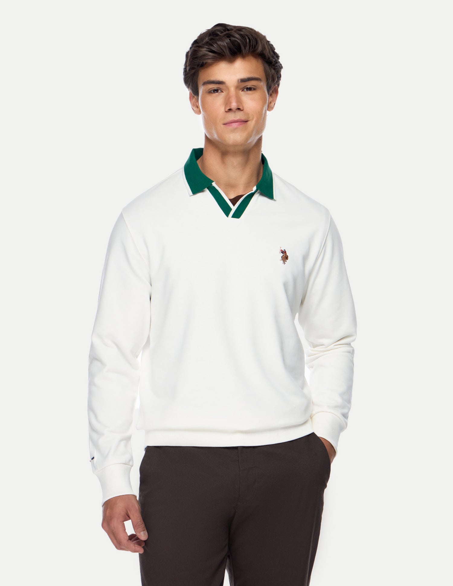 Solid Relaxed Fit Sweatshirt Ivory - U.S. Polo Assn. India | Large