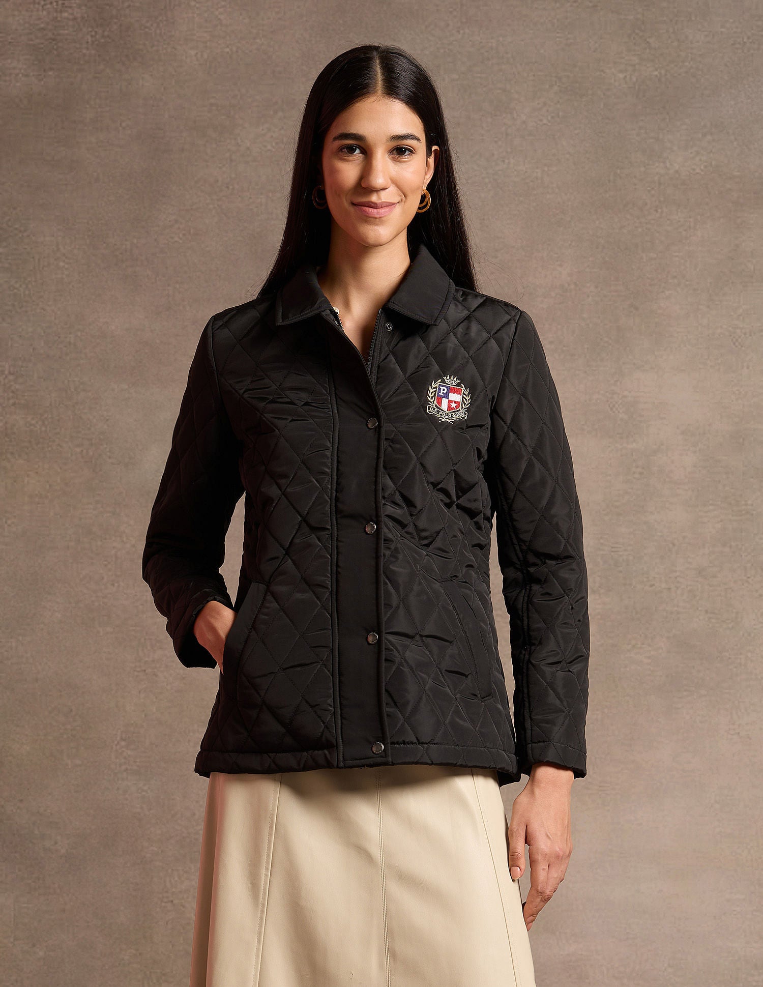 Hooded Solid Quilted Jacket Black - U.S. POLO ASSN. | Large