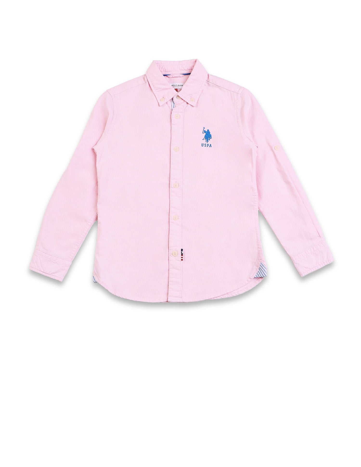 Button Down Collar Solid Casual Shirt Light. Pink - U.S. POLO ASSN. | Large