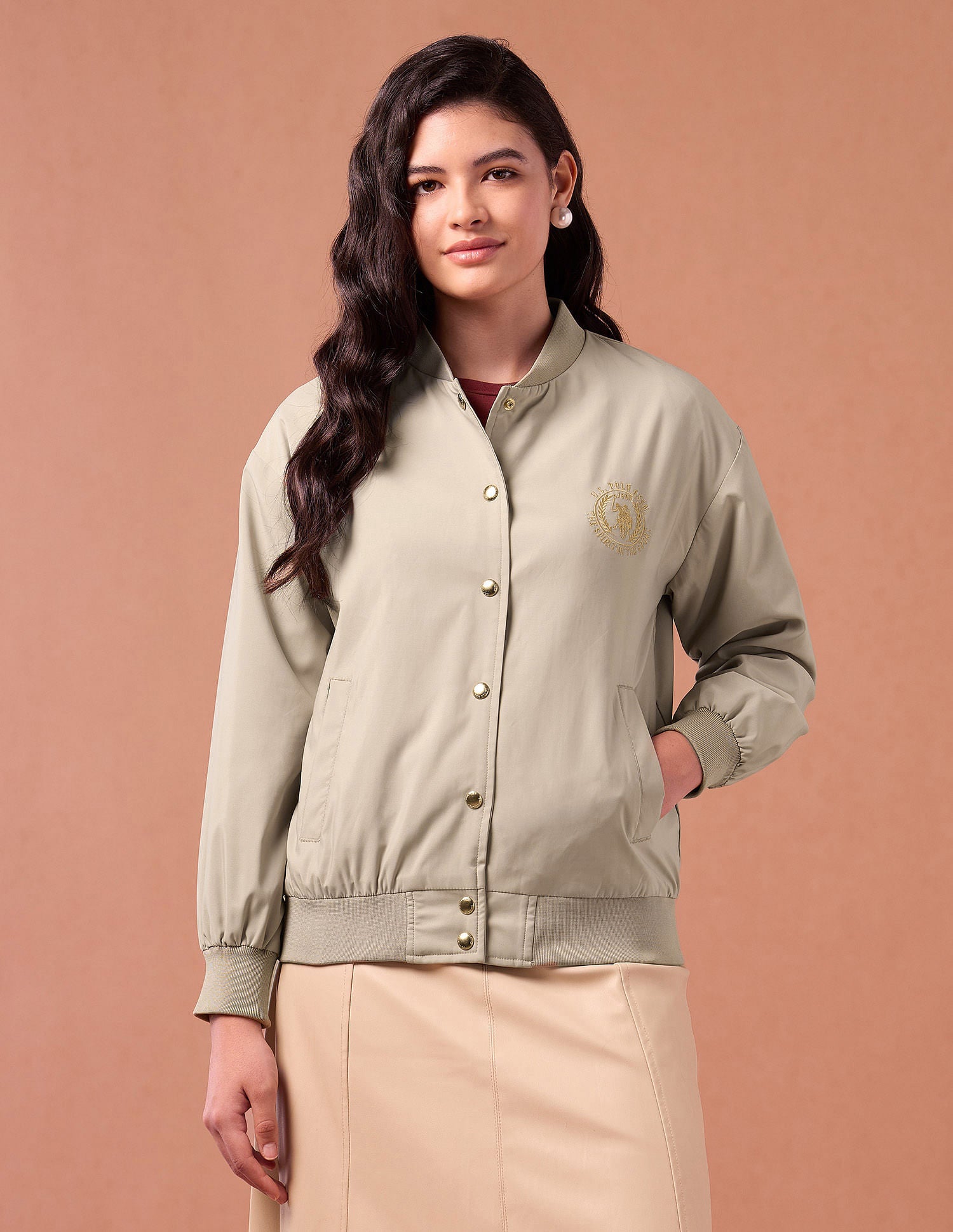 Regular Fit Solid Bomber Jacket Light Green - U.S. POLO ASSN. | Large