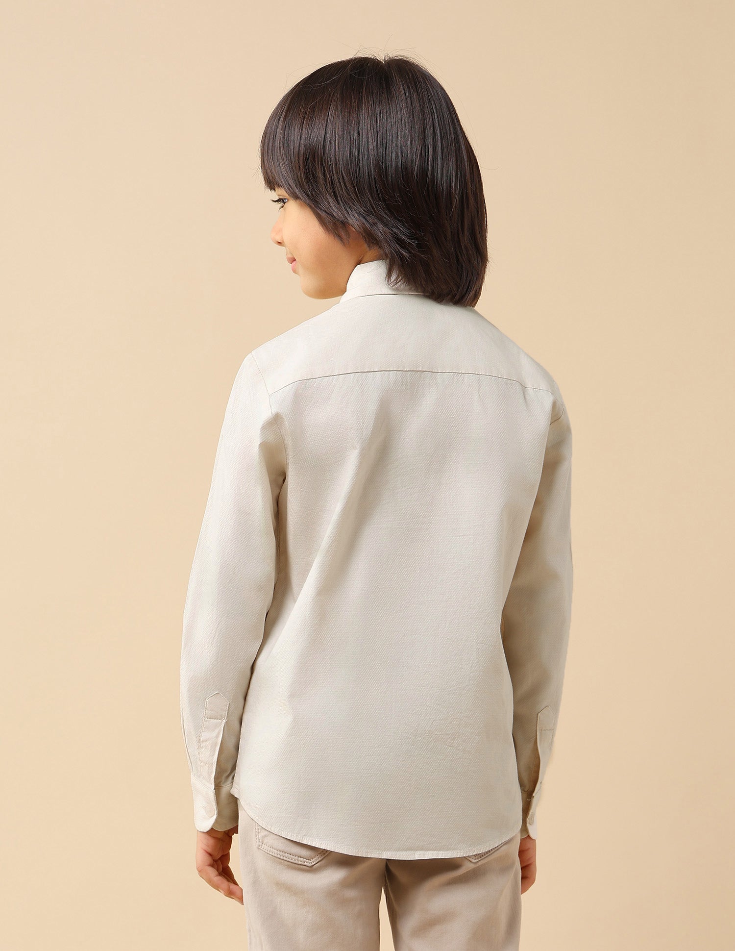 Boys Textured Dobby Shirt Ivory - U.S. POLO ASSN. | Large