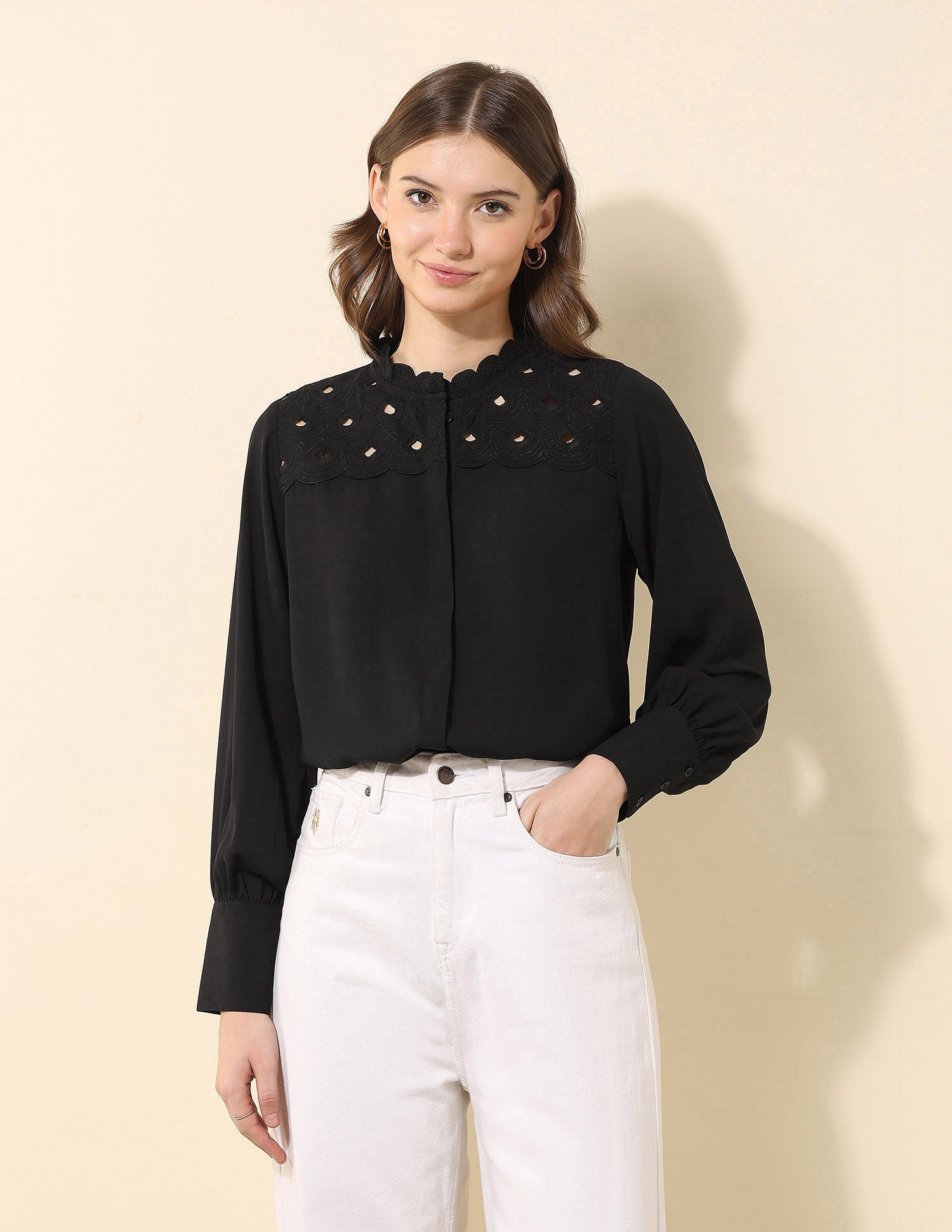 Embroidered Yoke Top Black - U.S. POLO ASSN. | Large