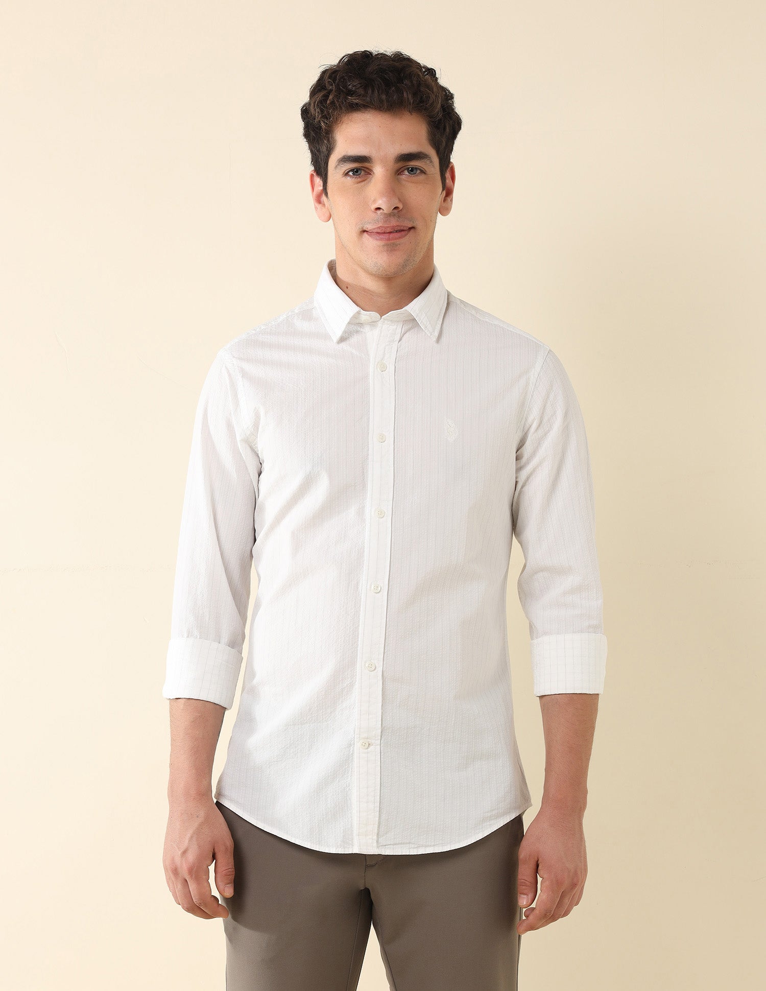 Vertical Striped Tailored Fit Shirt White - U.S. POLO ASSN. | Large