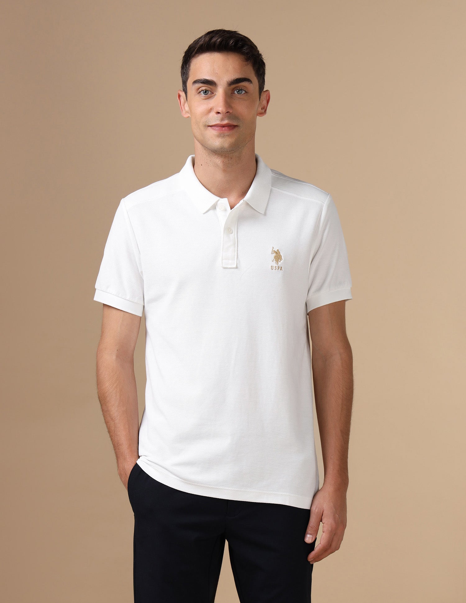 Pure Cotton Slim Fit Polo Shirt White - U.S. Polo Assn. India | Large