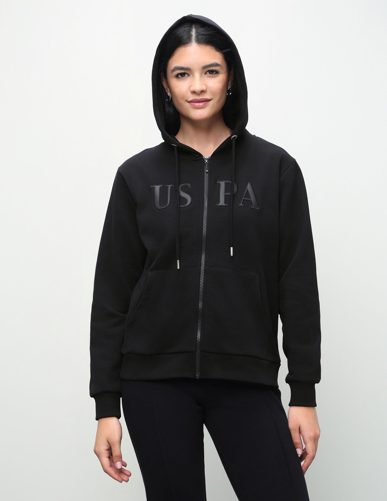 Brand Foil Printed Regular Fit Sweatshirt Black - U.S. Polo Assn. India | Large