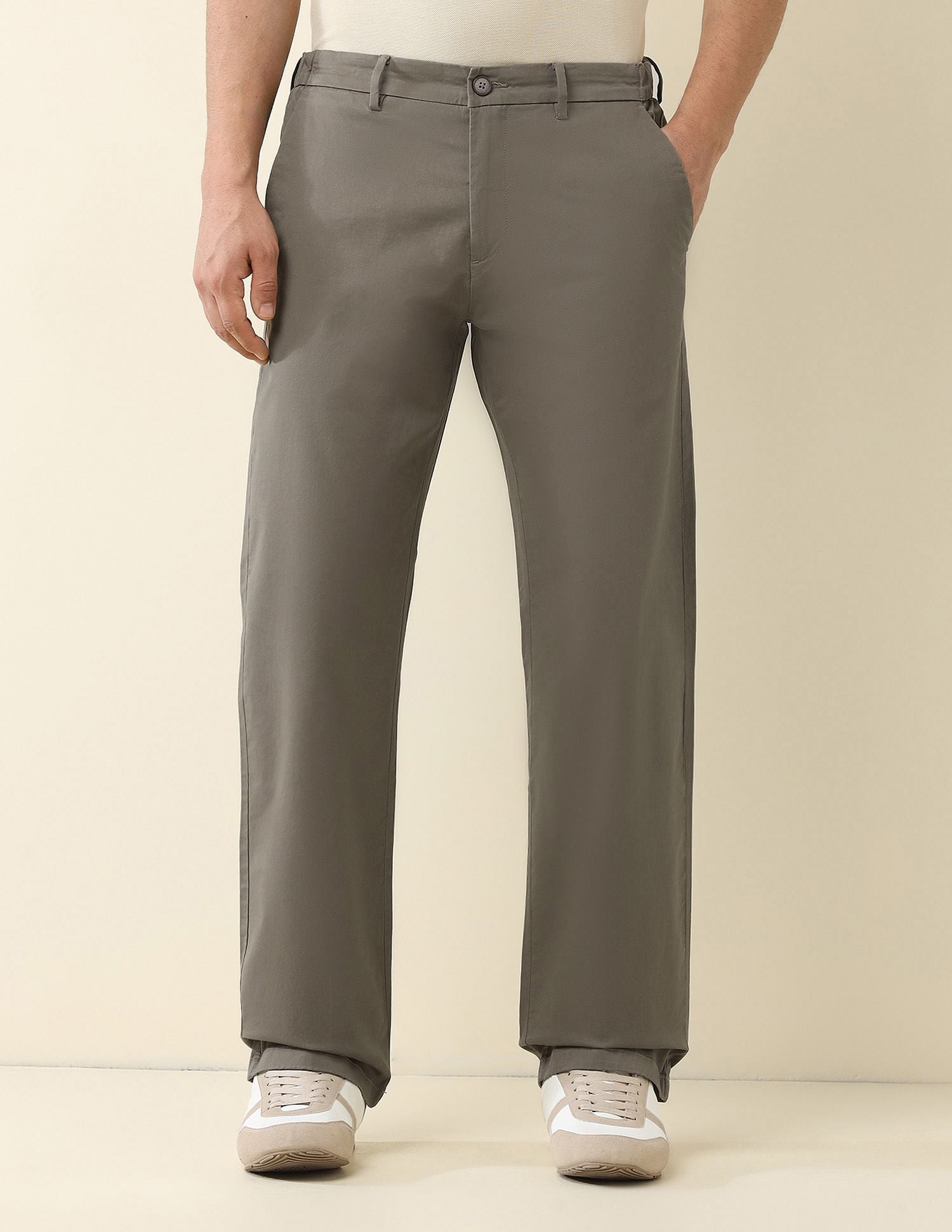 Straight Fit Solid Chinos Dark Brown - U.S. Polo Assn. India | Large
