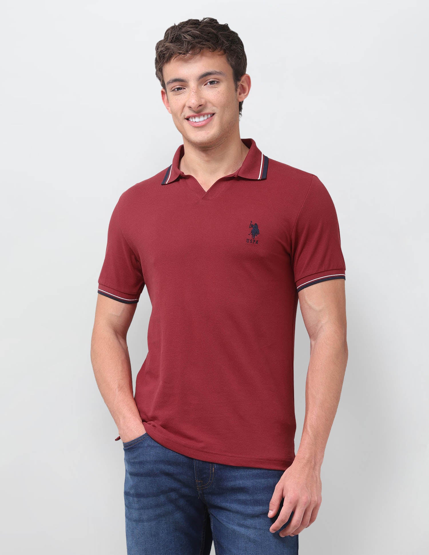 Solid Relaxed Fit Polo Shirt Red - U.S. Polo Assn. India | Large