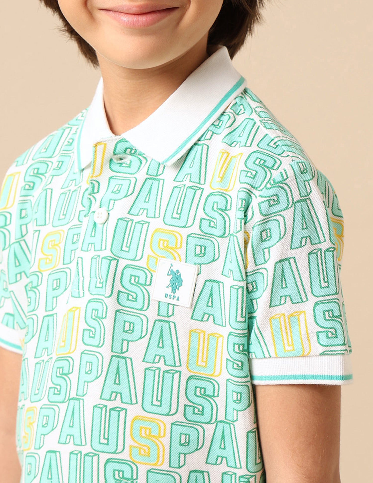Boys Brand Printed Regular Fit Polo Shirt White - U.S. POLO ASSN. | Large