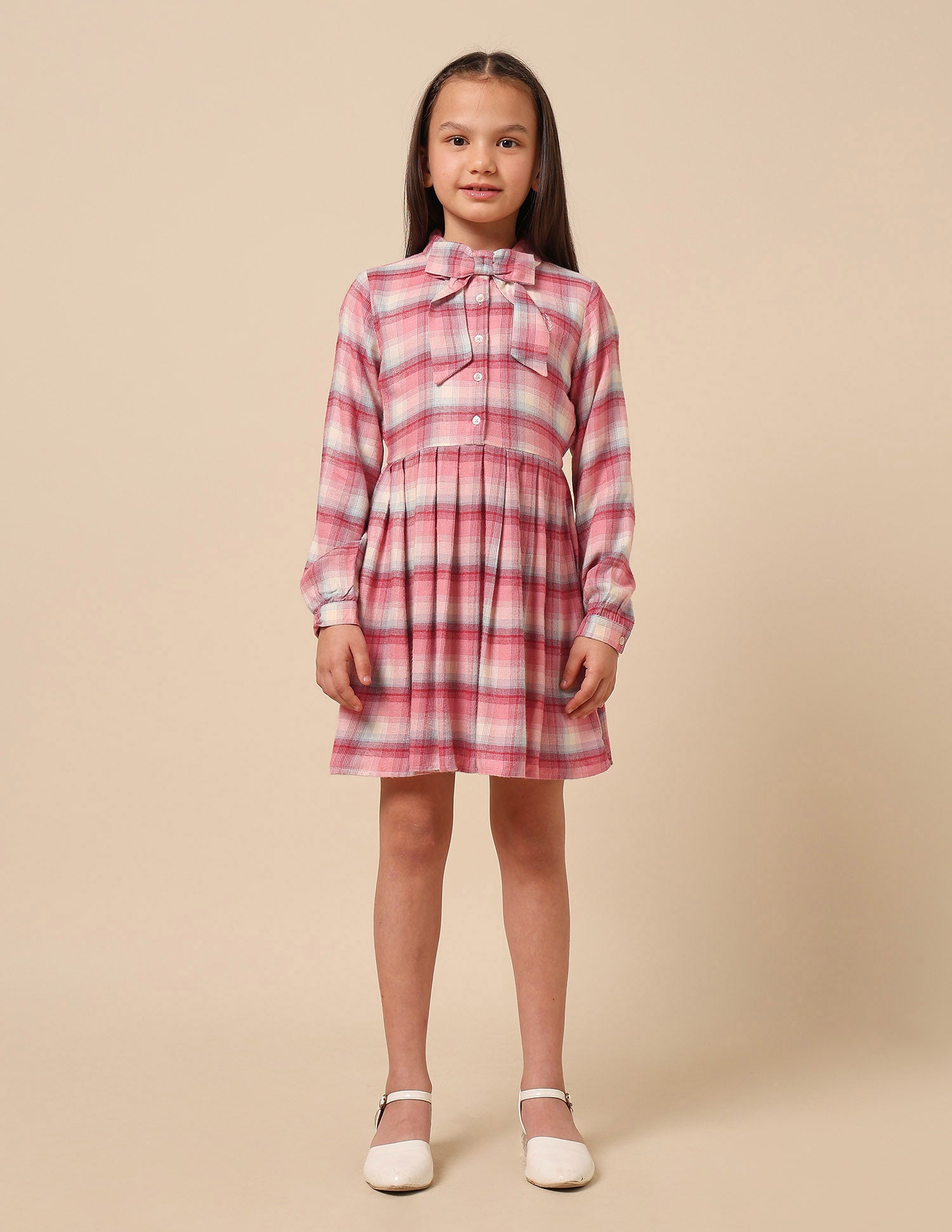 Girls Checked Shirt Dress Pink - U.S. POLO ASSN. | Large