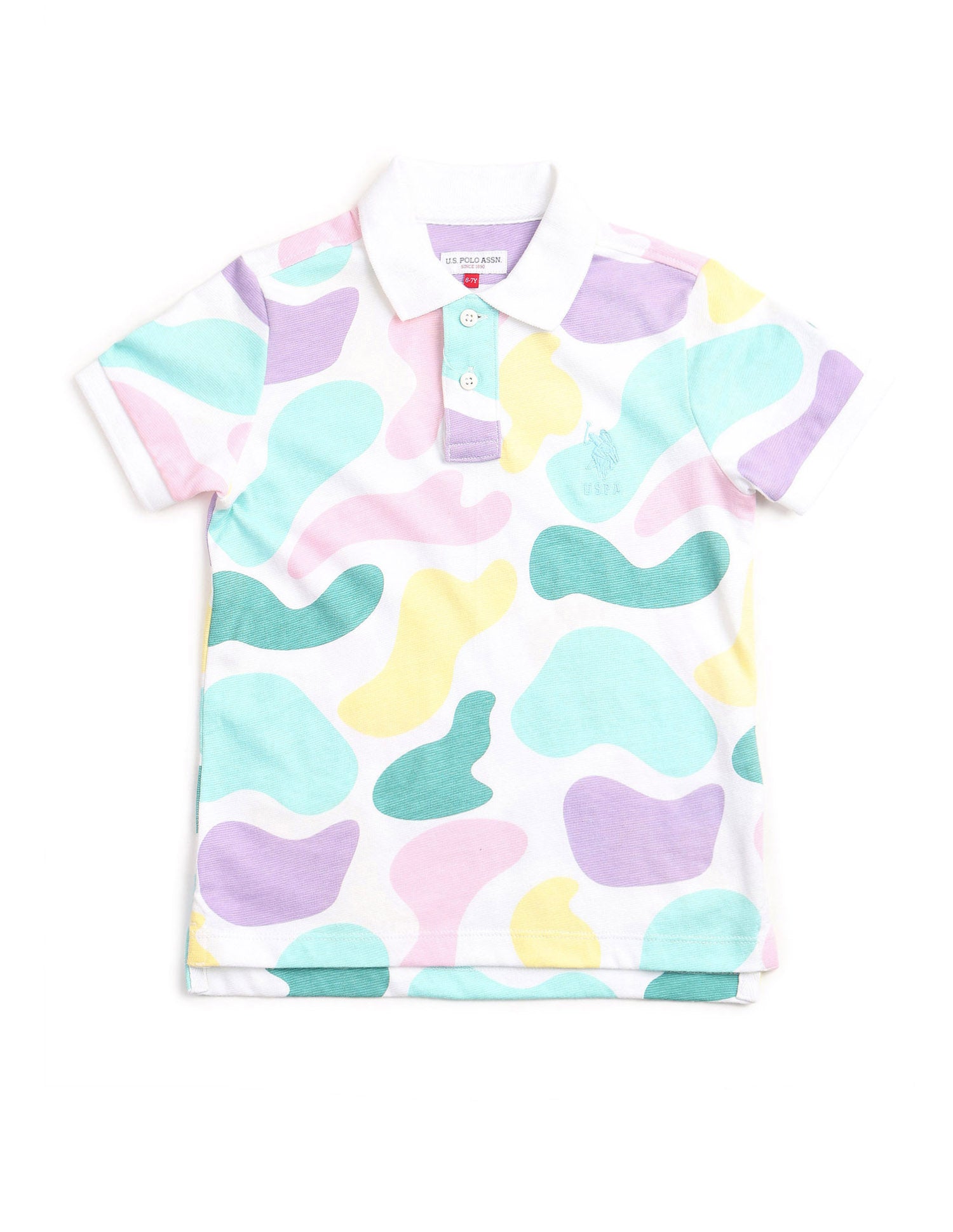 Boys Abstract Printed Regular Fit Polo Shirt Multi - U.S. POLO ASSN. | Large